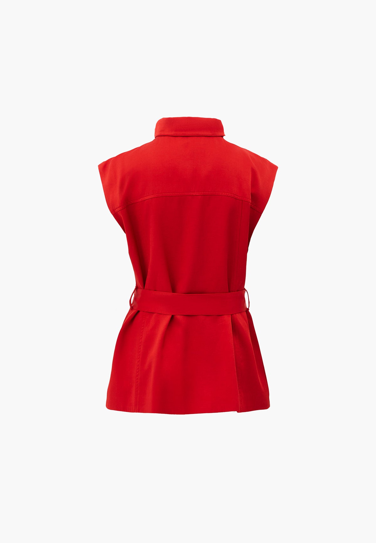 Sleeveless Cargo Vest With Turtleneck - Red