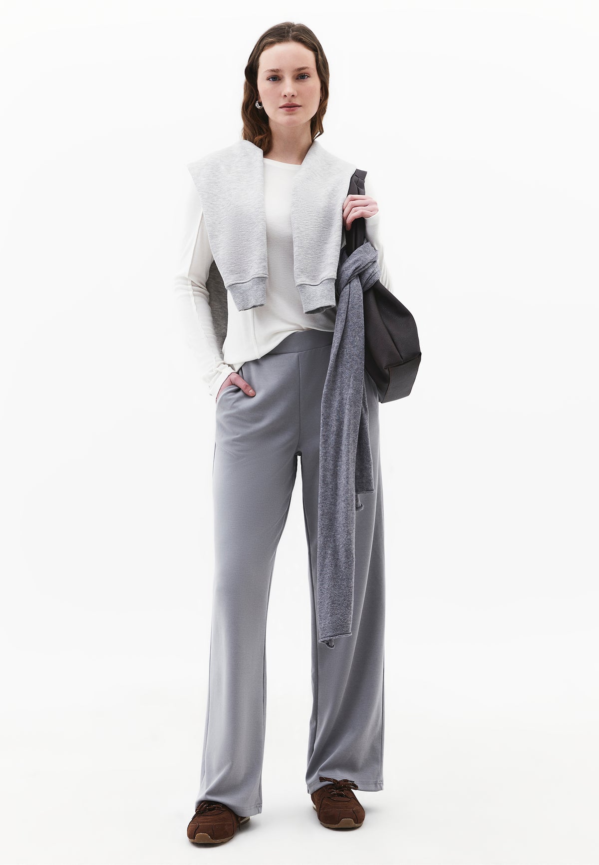 Straight Leg High Waist Sweatpant - MONUMENT