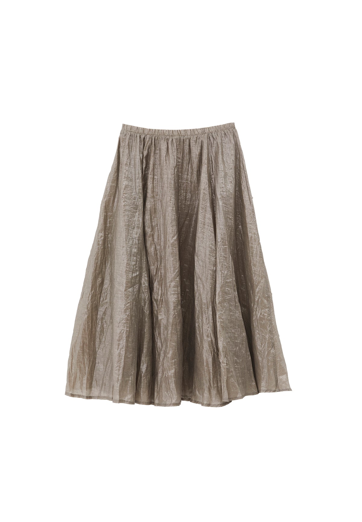 Shiny Flared Long Skirt - Grey