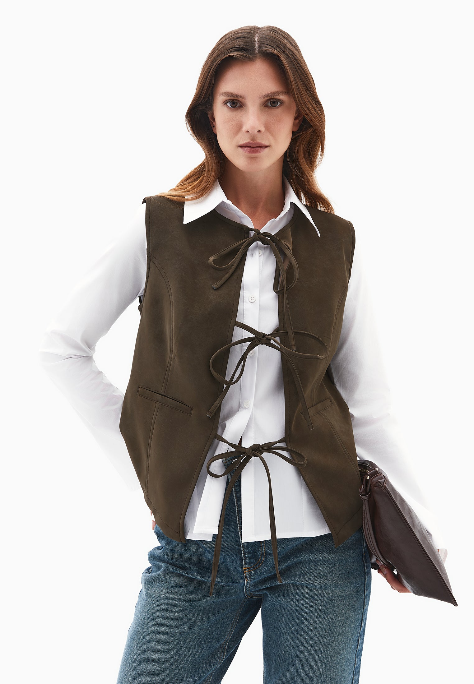 TIE SUEDE VEST - MOREL