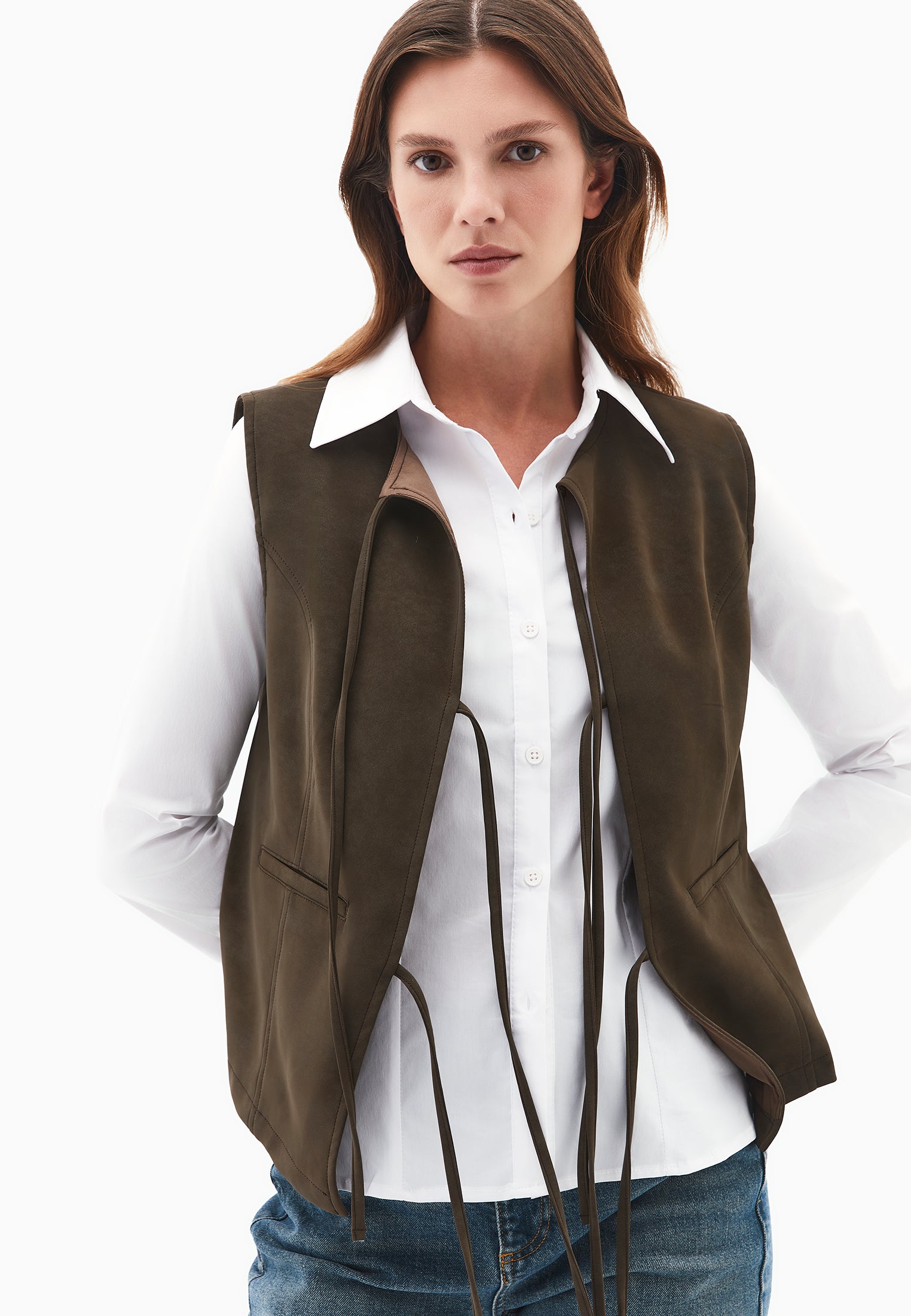 TIE SUEDE VEST - MOREL