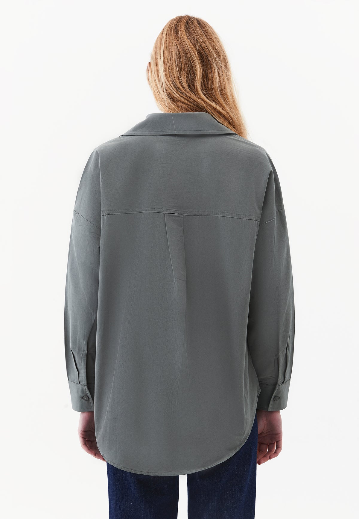 Oversized Shirt with Stone Details - Green