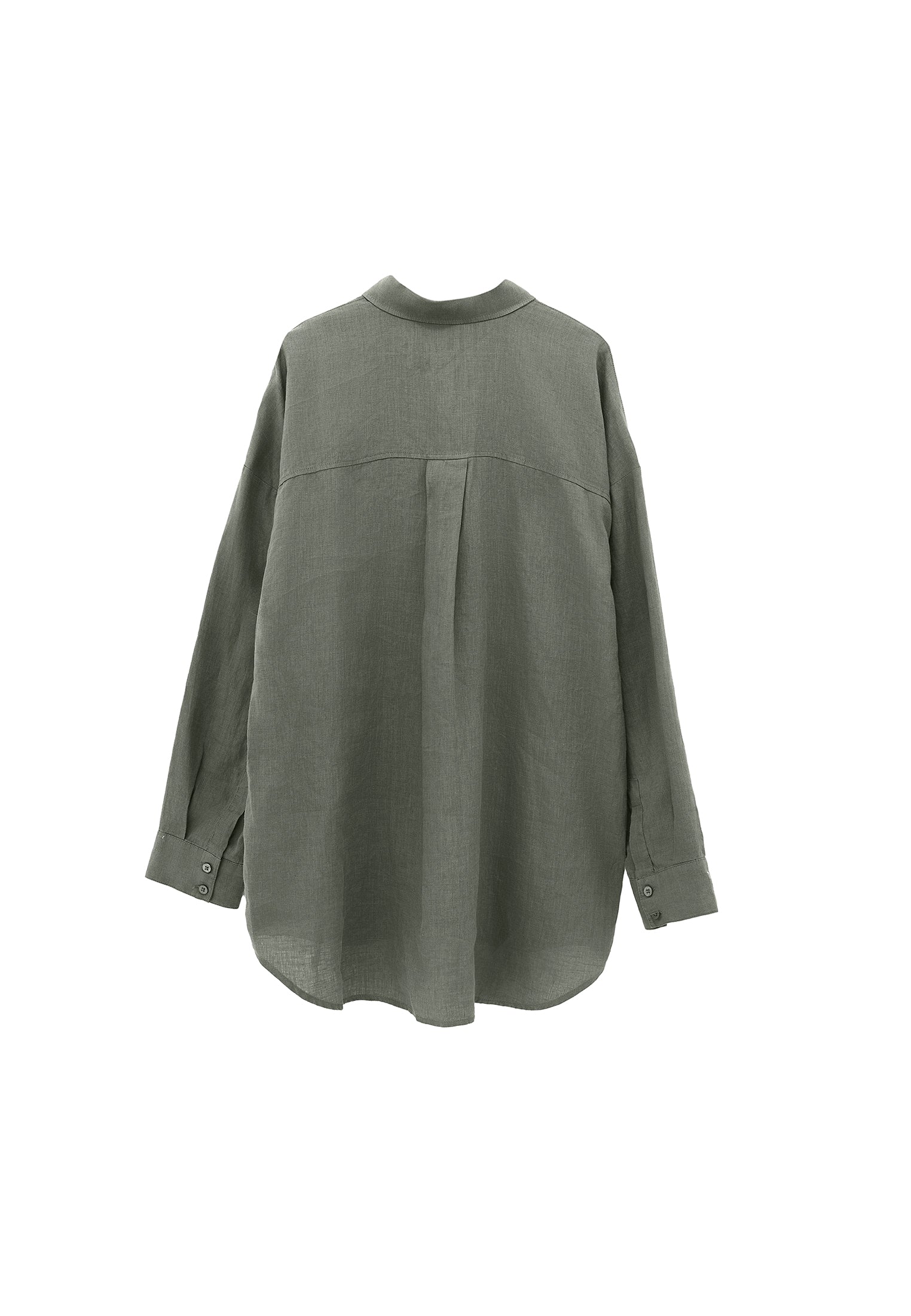 Large mold button linen shirt - MULLED BASIL