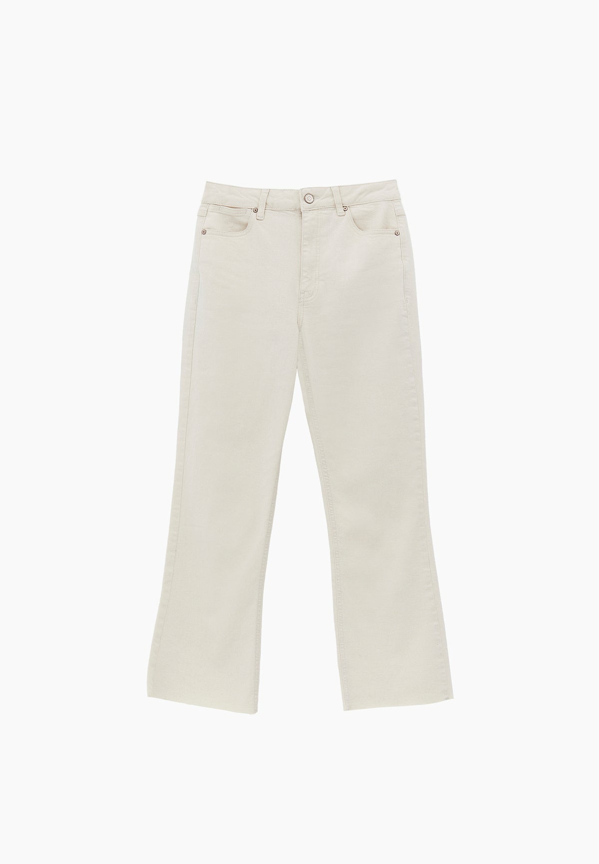 Cropped High Waist Denim Flare Pants - NATURAL DENIM