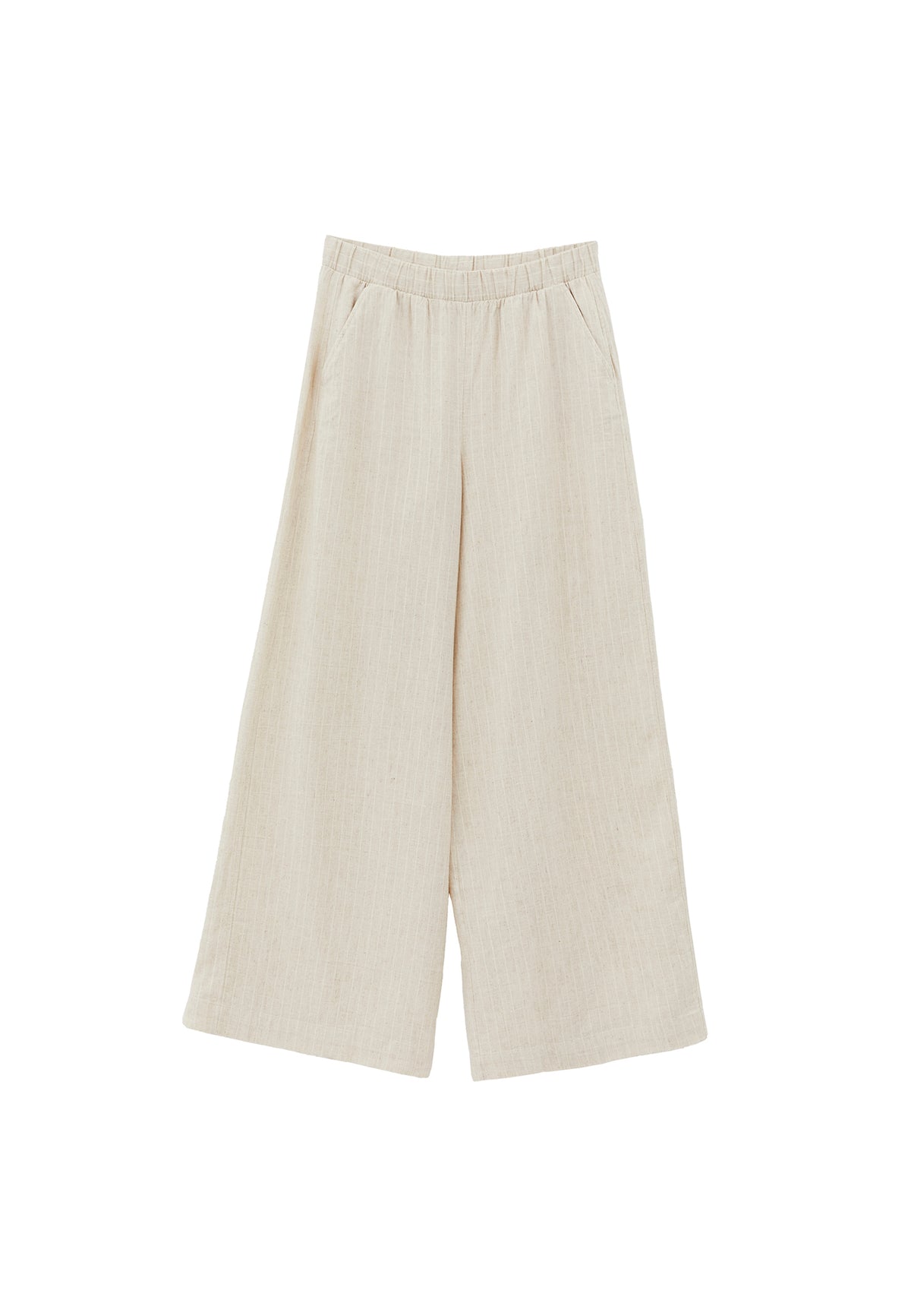 Ultra High Waist Wide Leg Pants - NATURAL STRIPE