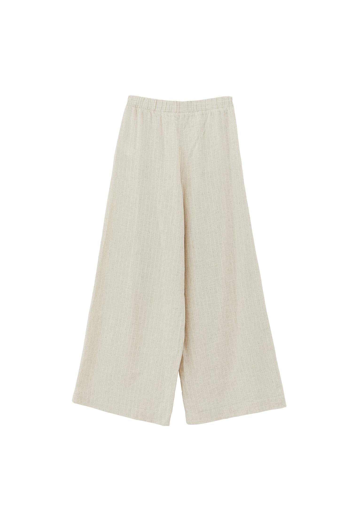 Ultra High Waist Wide Leg Pants - NATURAL STRIPE