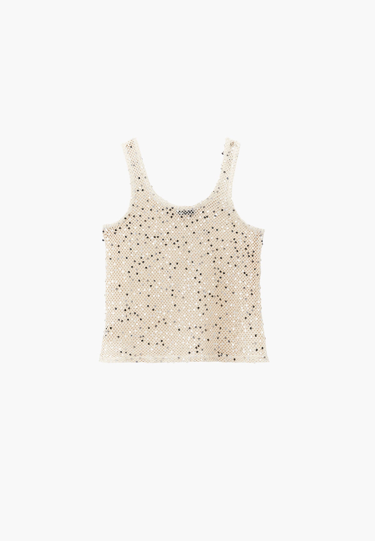 Loose Fit Sleeveless Blouse U Neck - NATURAL