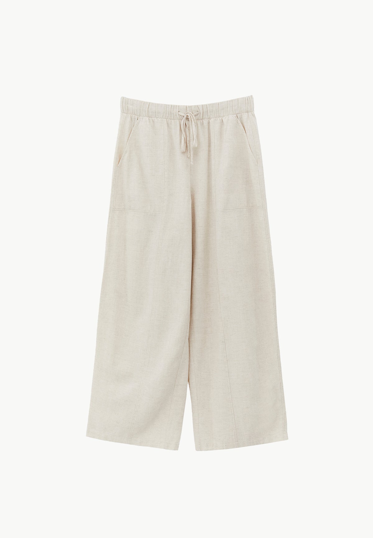 High Waist Barrel Leg Trousers - NATURAL