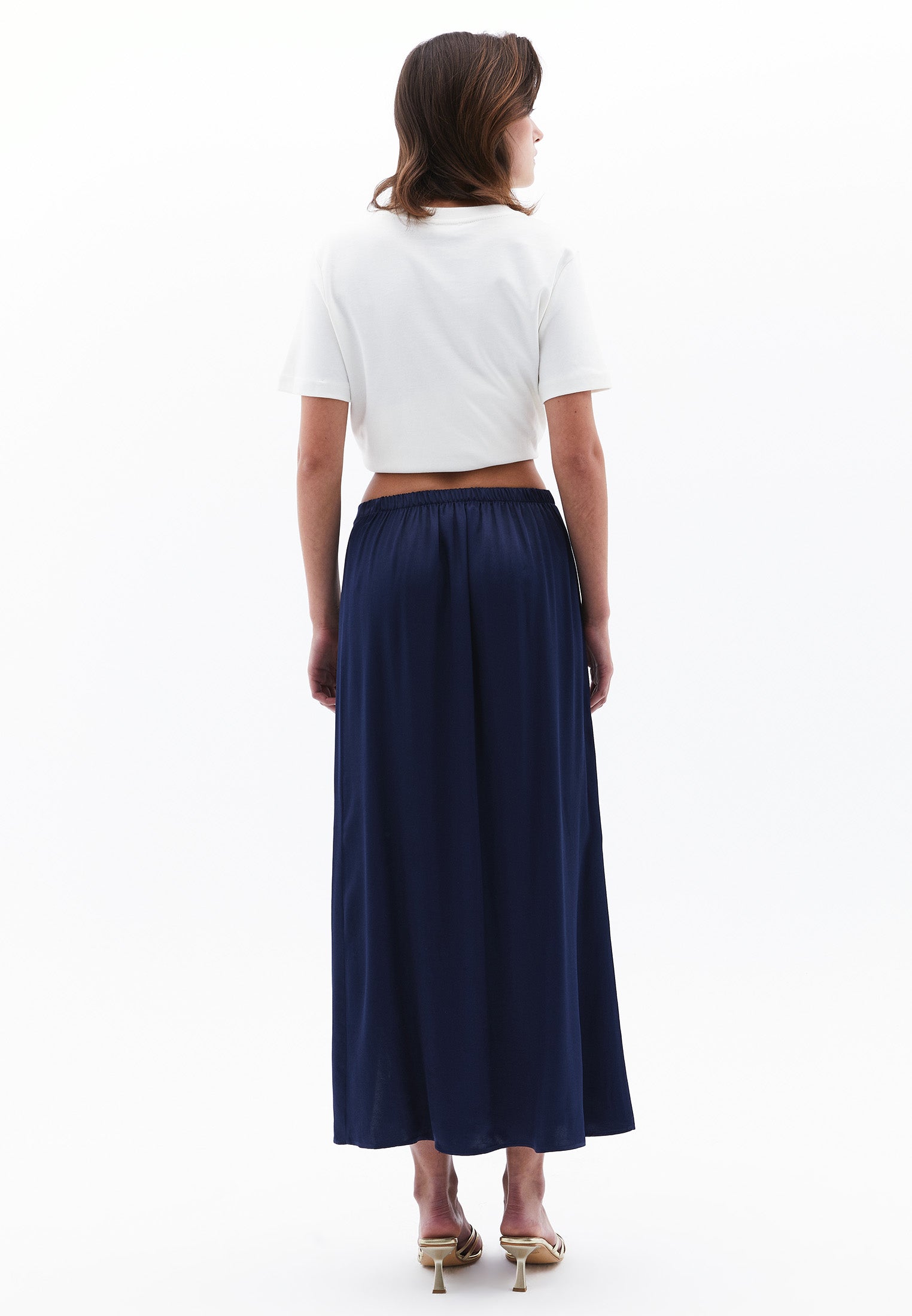 Flared Midi Skirt With Slit Detail - NAVAL ACADEMY