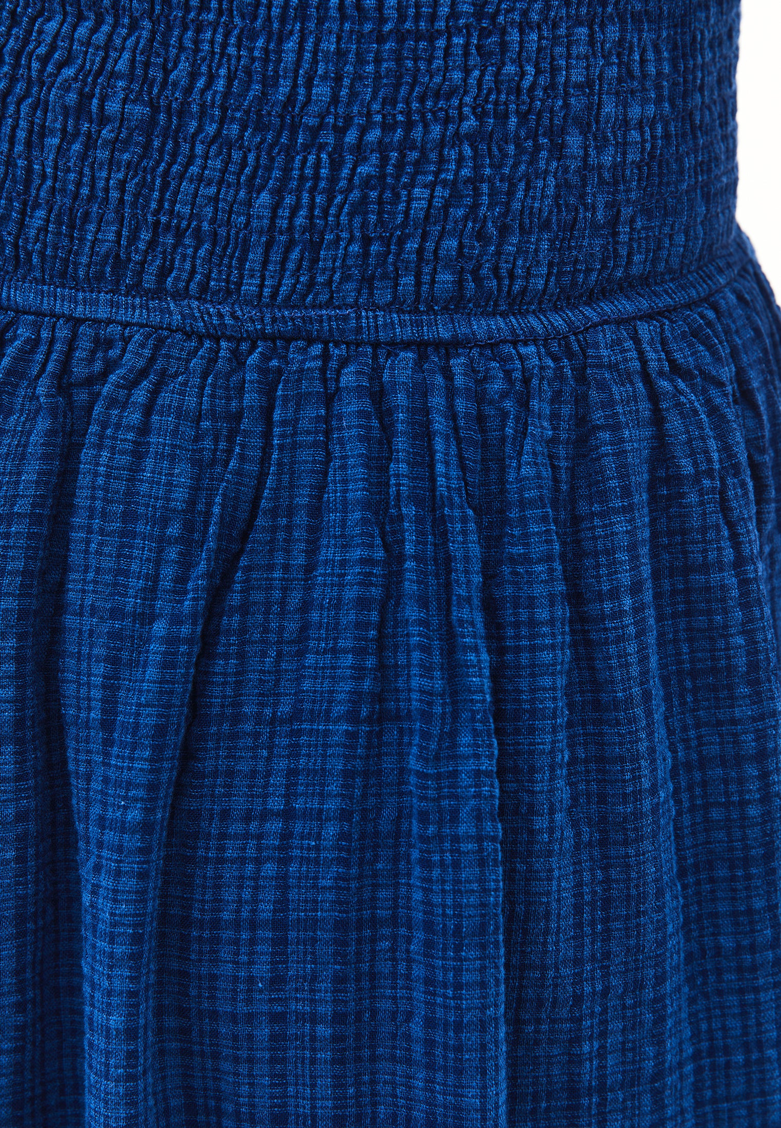Long Boat Neck Smocked Sleeveless Dress - NAVY PEONY