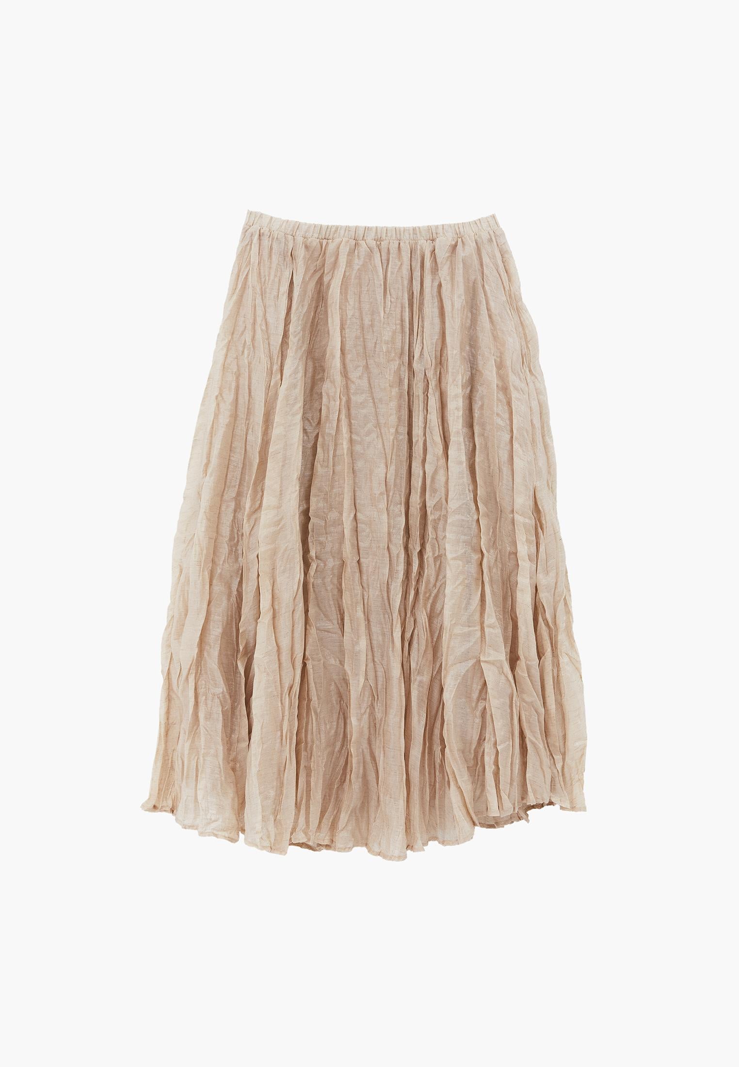 Shiny Flared Long Skirt - NOVELLE PEACH
