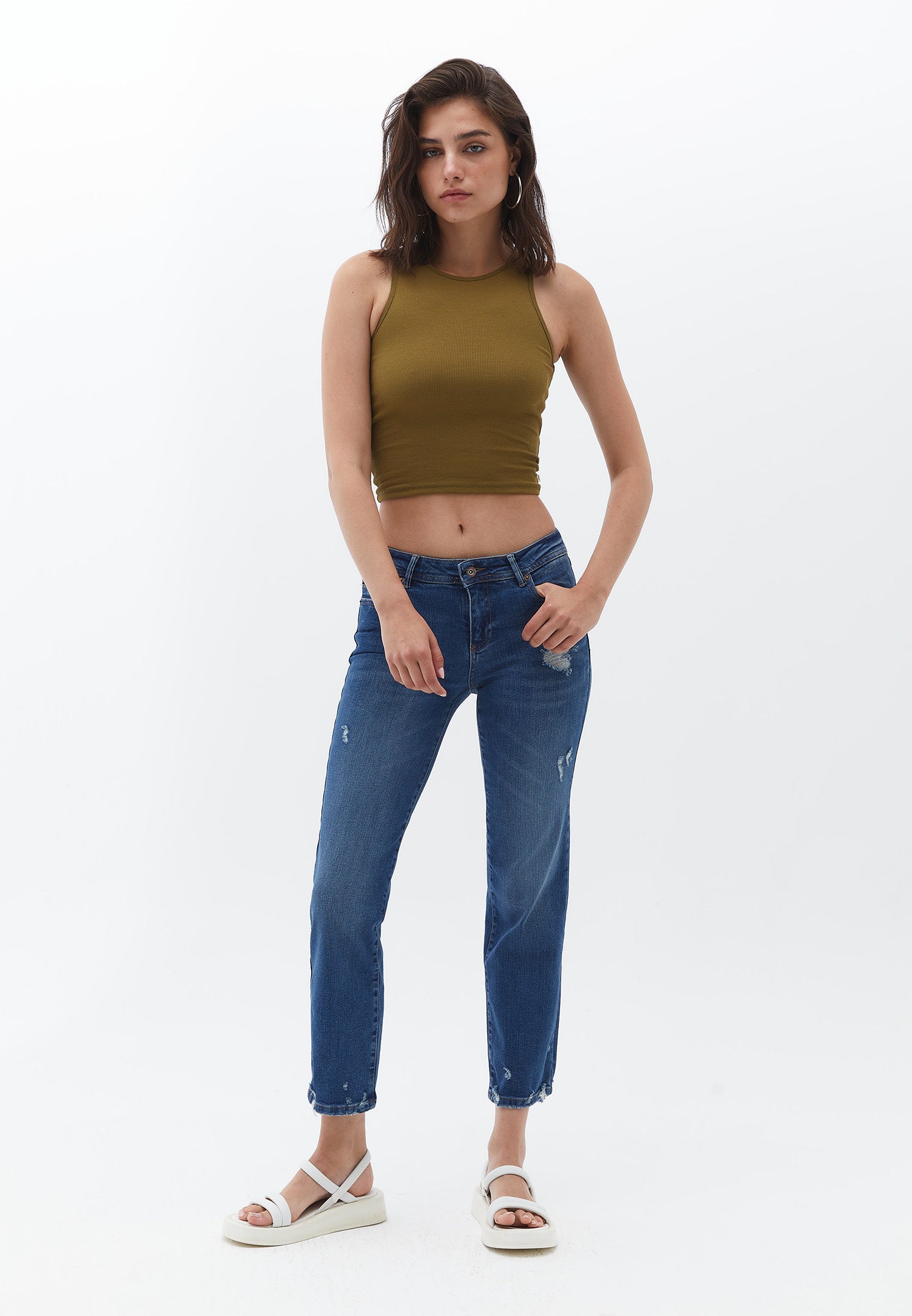 Halter neck crop top - NUTRIA