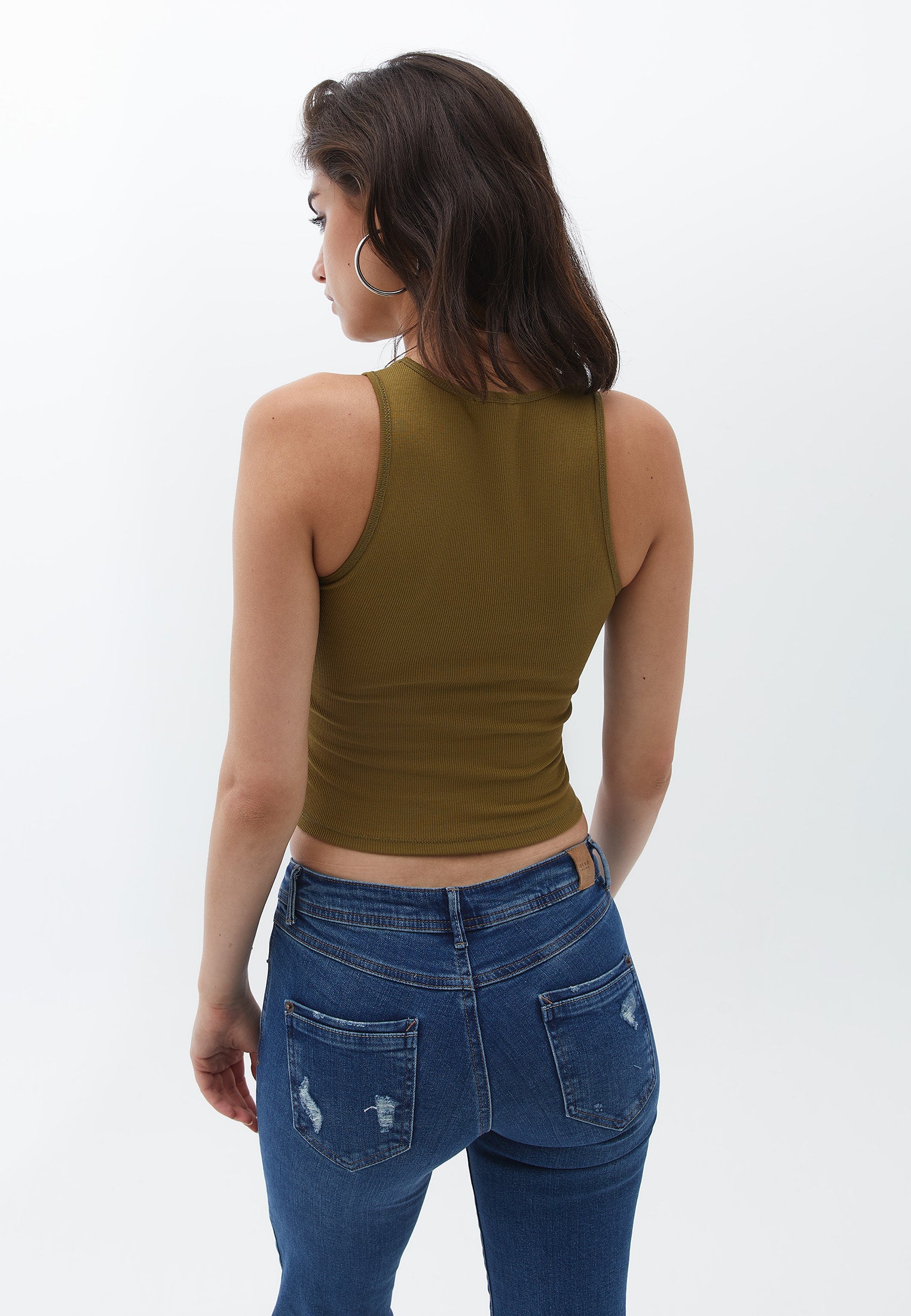 Halter neck crop top - NUTRIA