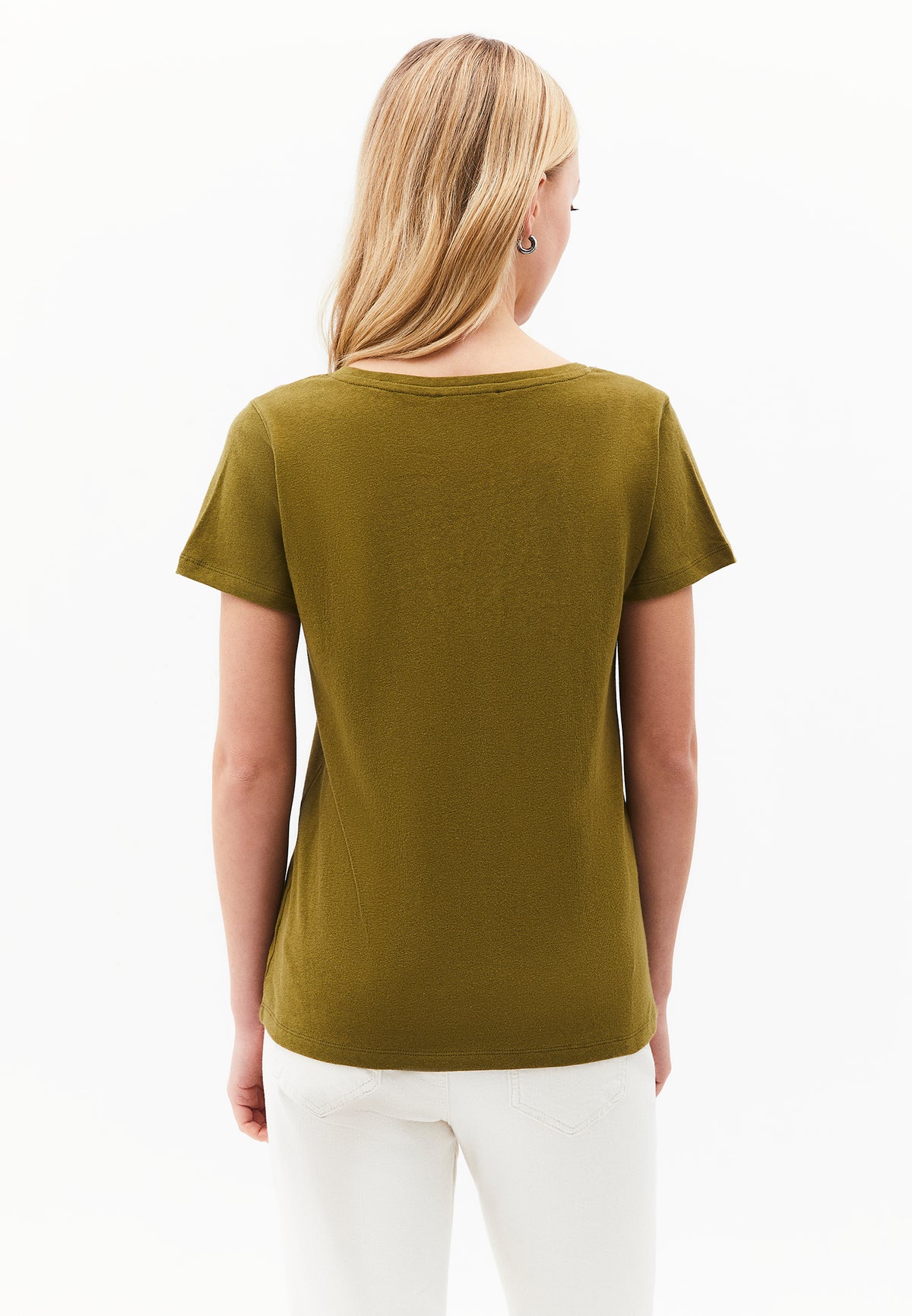 Loose Fit V Neck T-Shirt - Green