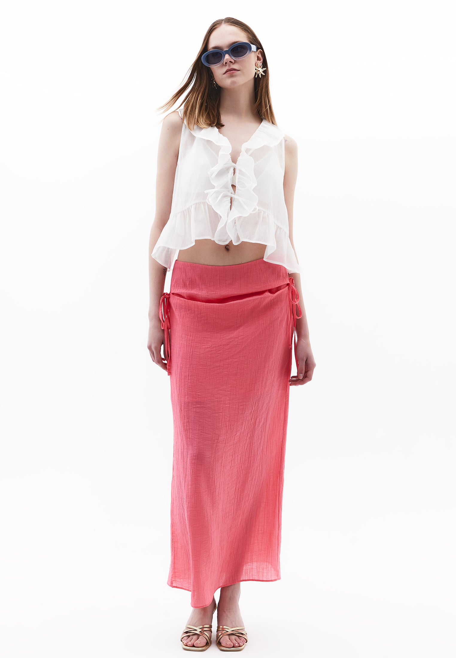 Long Skirt With Tie - PINK LEMONADE