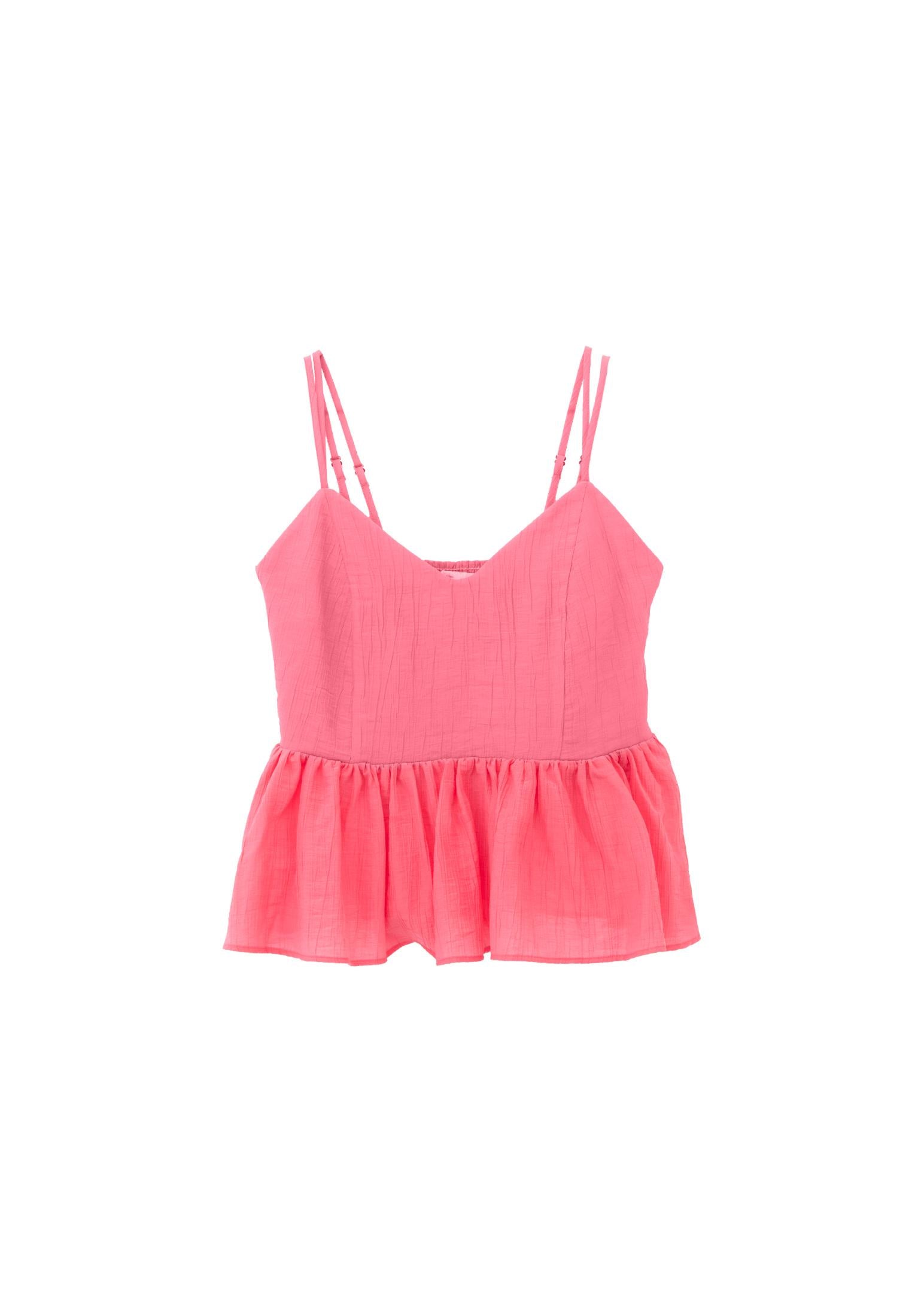 Sleeveless V Neck Blouse - PINK LEMONADE