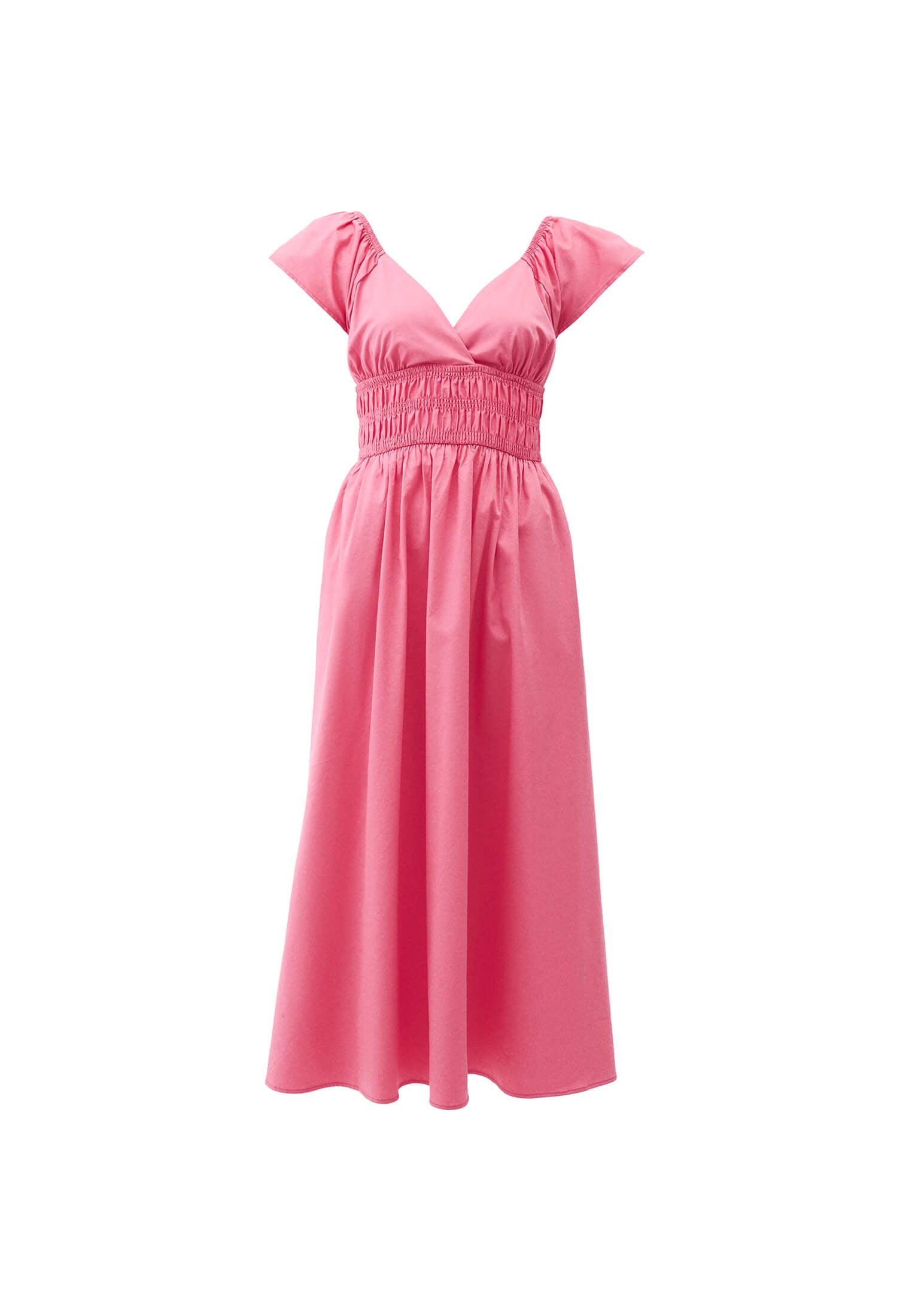 V Neck Dress With Gipe Detail - PINK LEMONADE