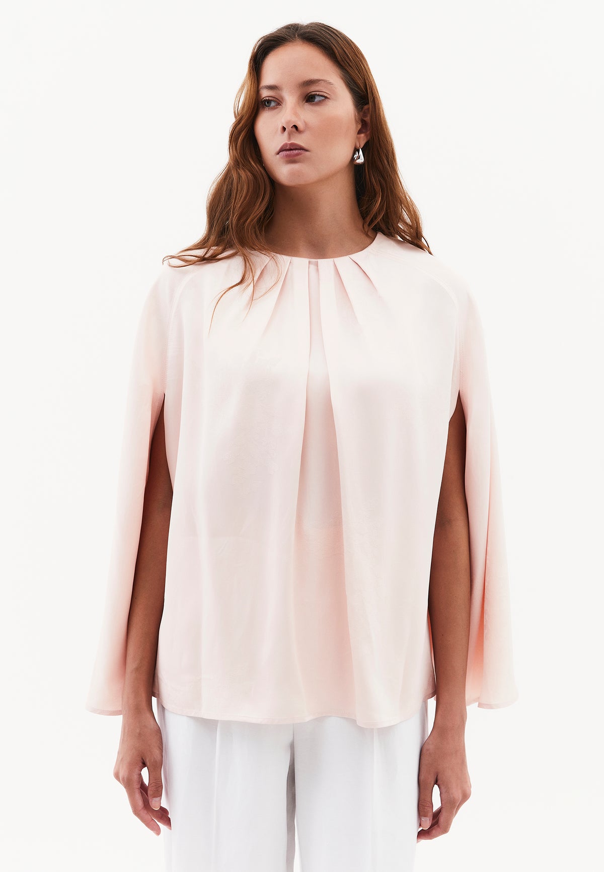 Buttoned Batwing Sleeve Blouse - PINK SALT