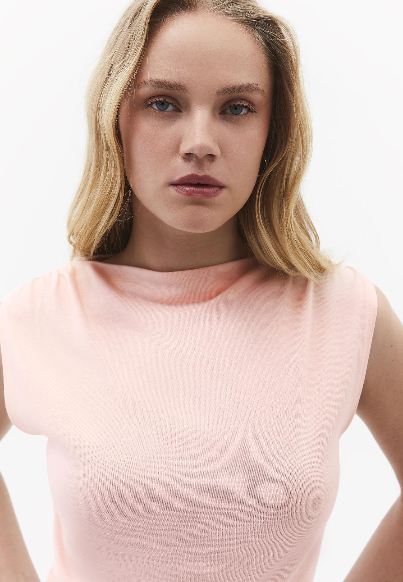 Gathered Boat Neck Tank Top - PINK SALT