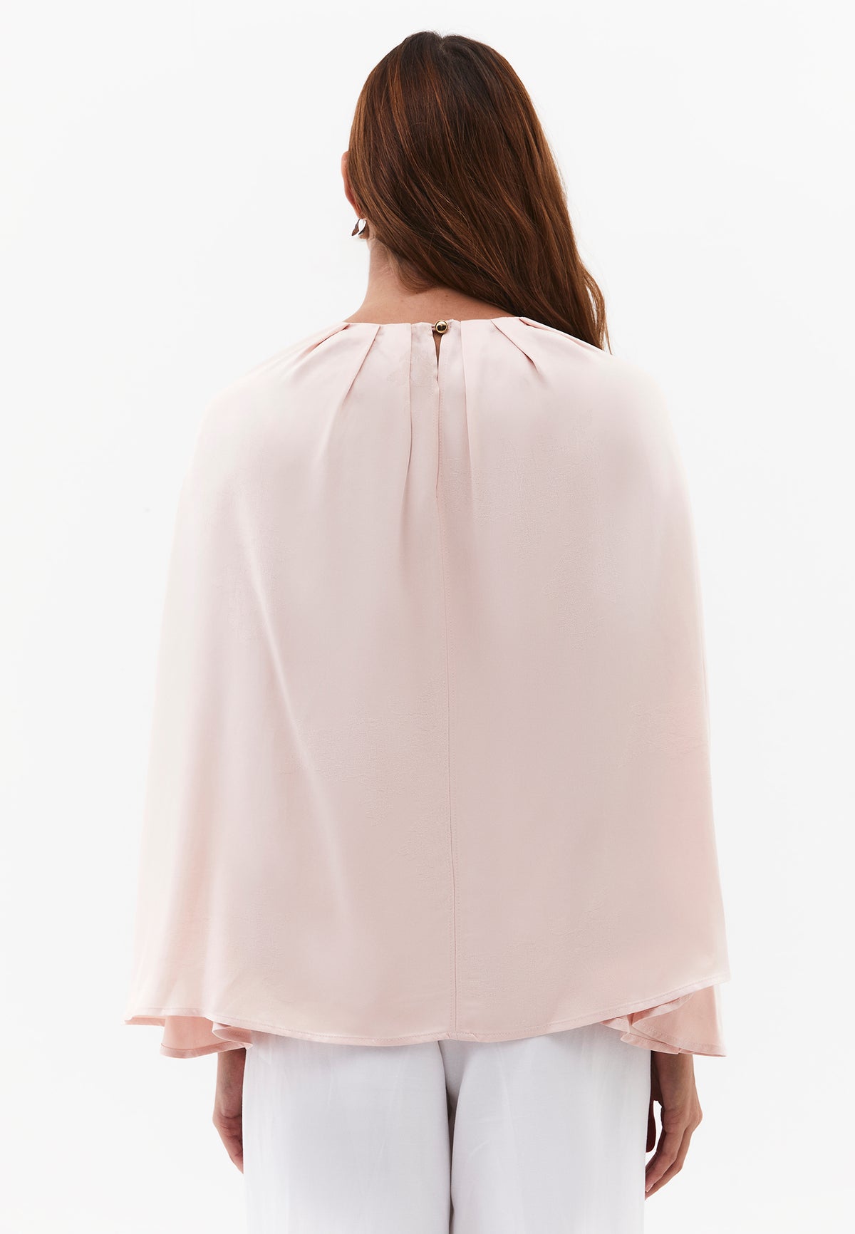 Buttoned Batwing Sleeve Blouse - PINK SALT