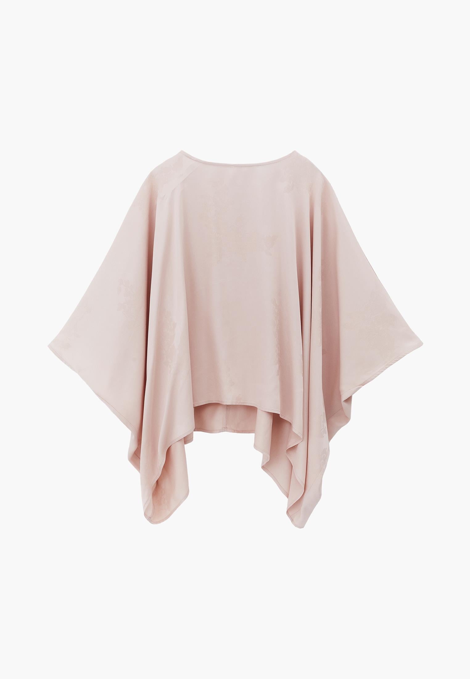 Boat Neck Batwing Sleeve Blouse - PINK SALT