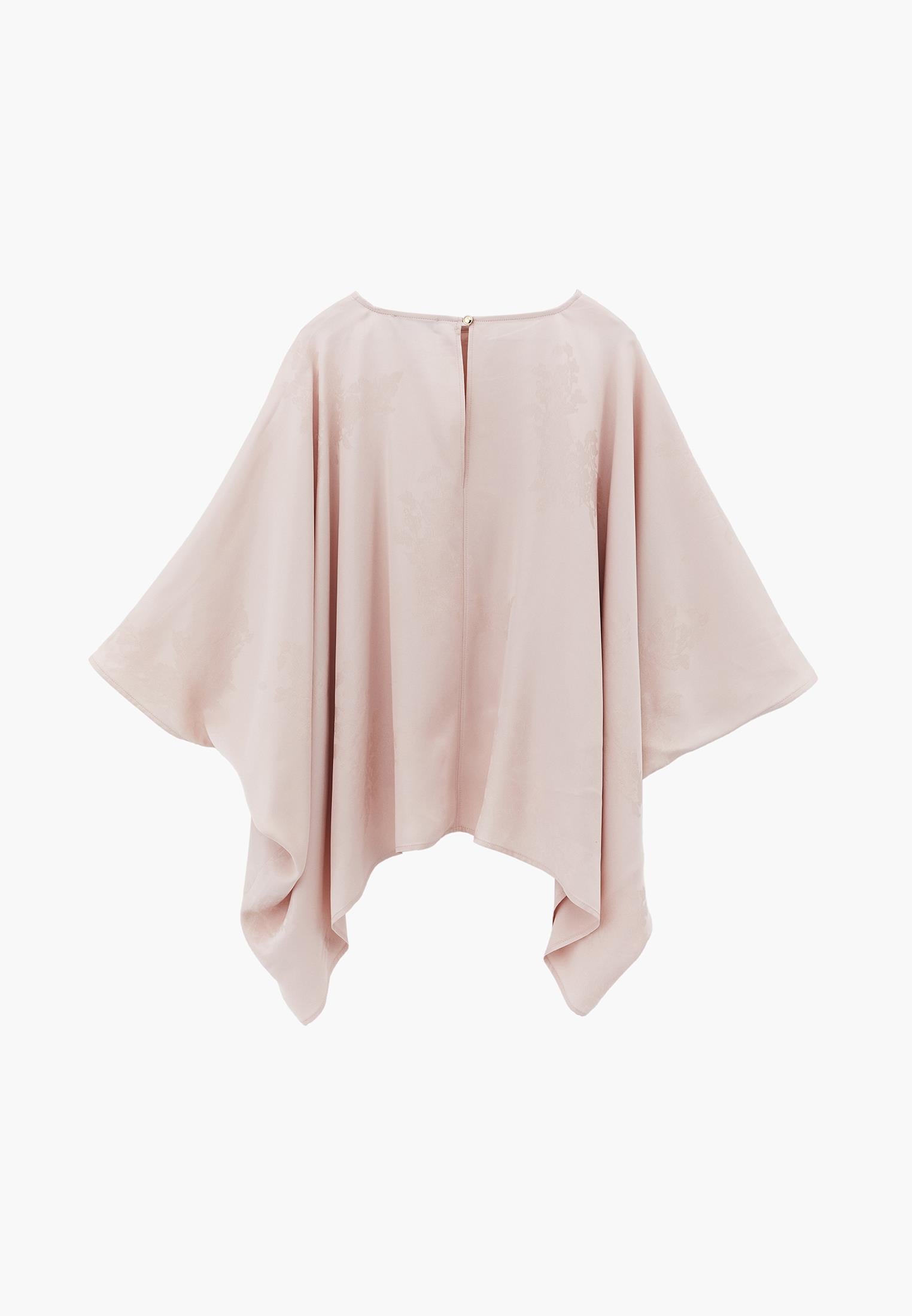 Boat Neck Batwing Sleeve Blouse - PINK SALT