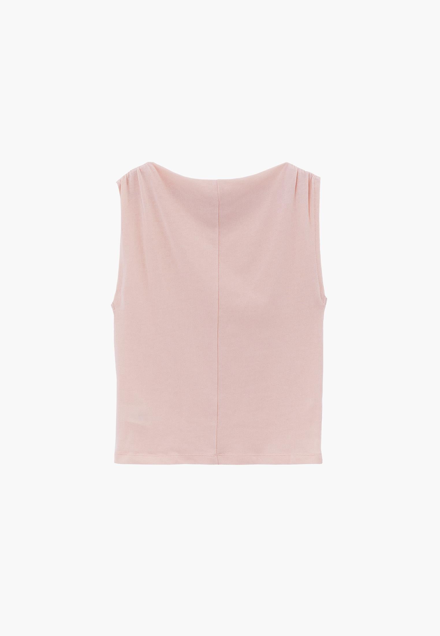 Gathered Boat Neck Tank Top - PINK SALT