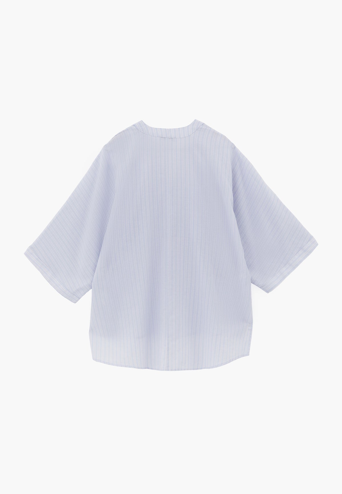 Oversized Shirt With Mandarin Collar And Pocket Detail - PLACID BLUE STRIPE
