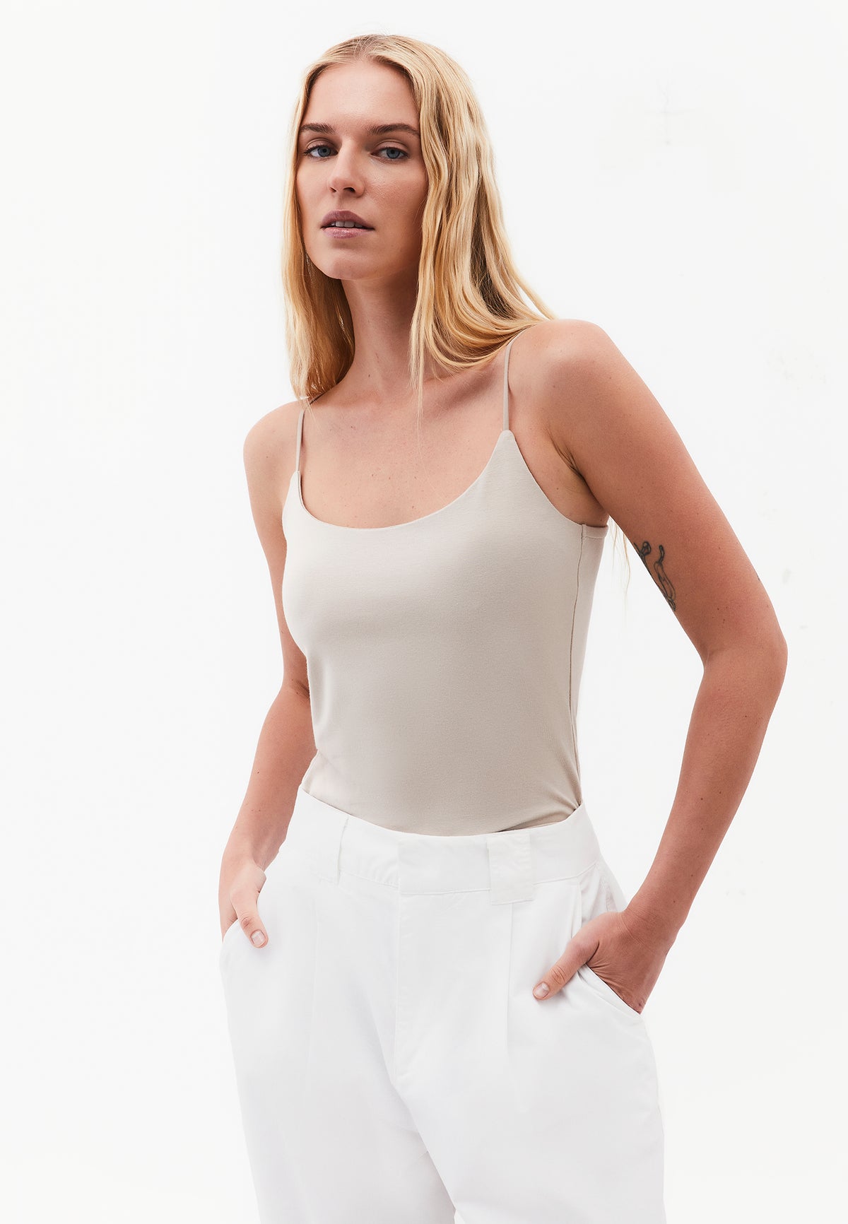 Bodycon Tank Top U Neck - PLAZA TAUPE