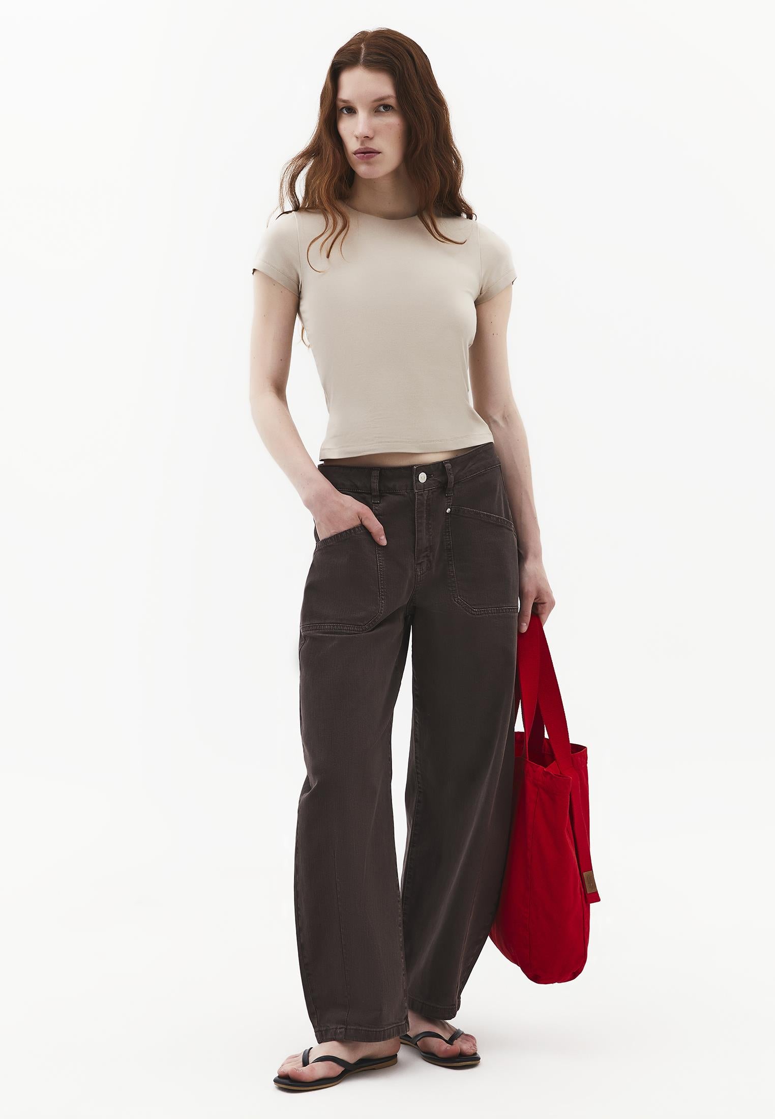 Bodycon T-Shirt Crew Neck - PLAZA TAUPE