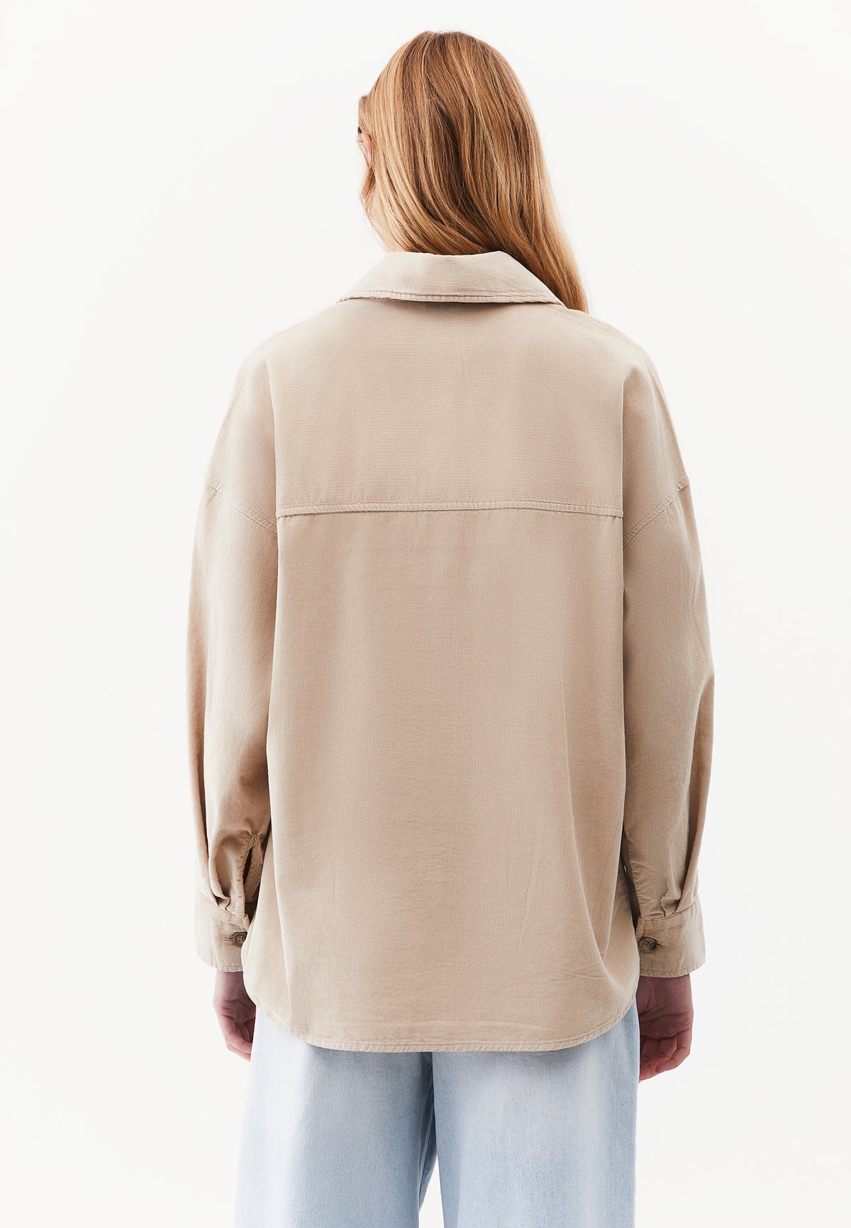 Oversize Buttoned Long Sleeve Shirt - Beige