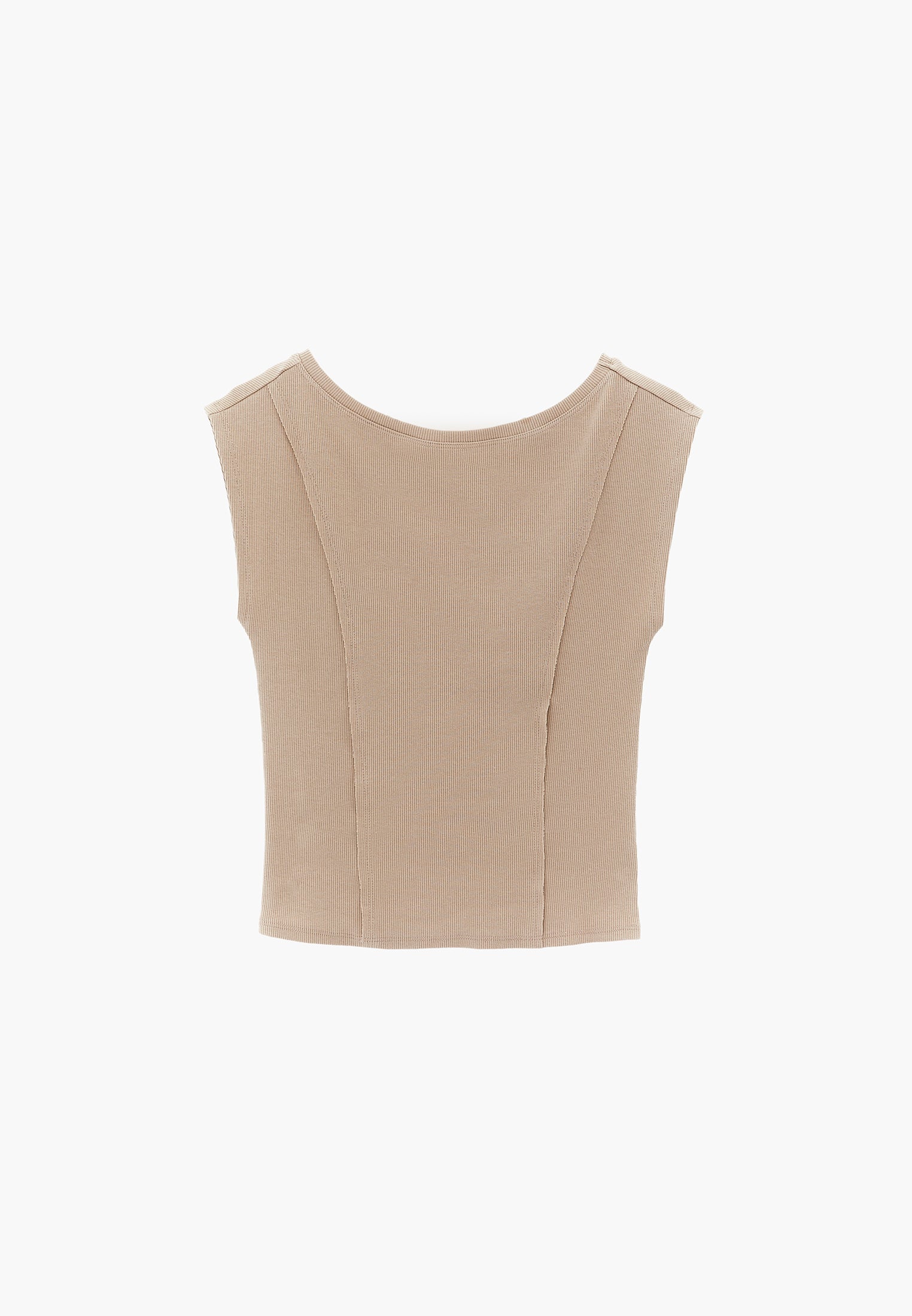 Boat Neck Sleeveless T-Shirt - PLAZA TAUPE
