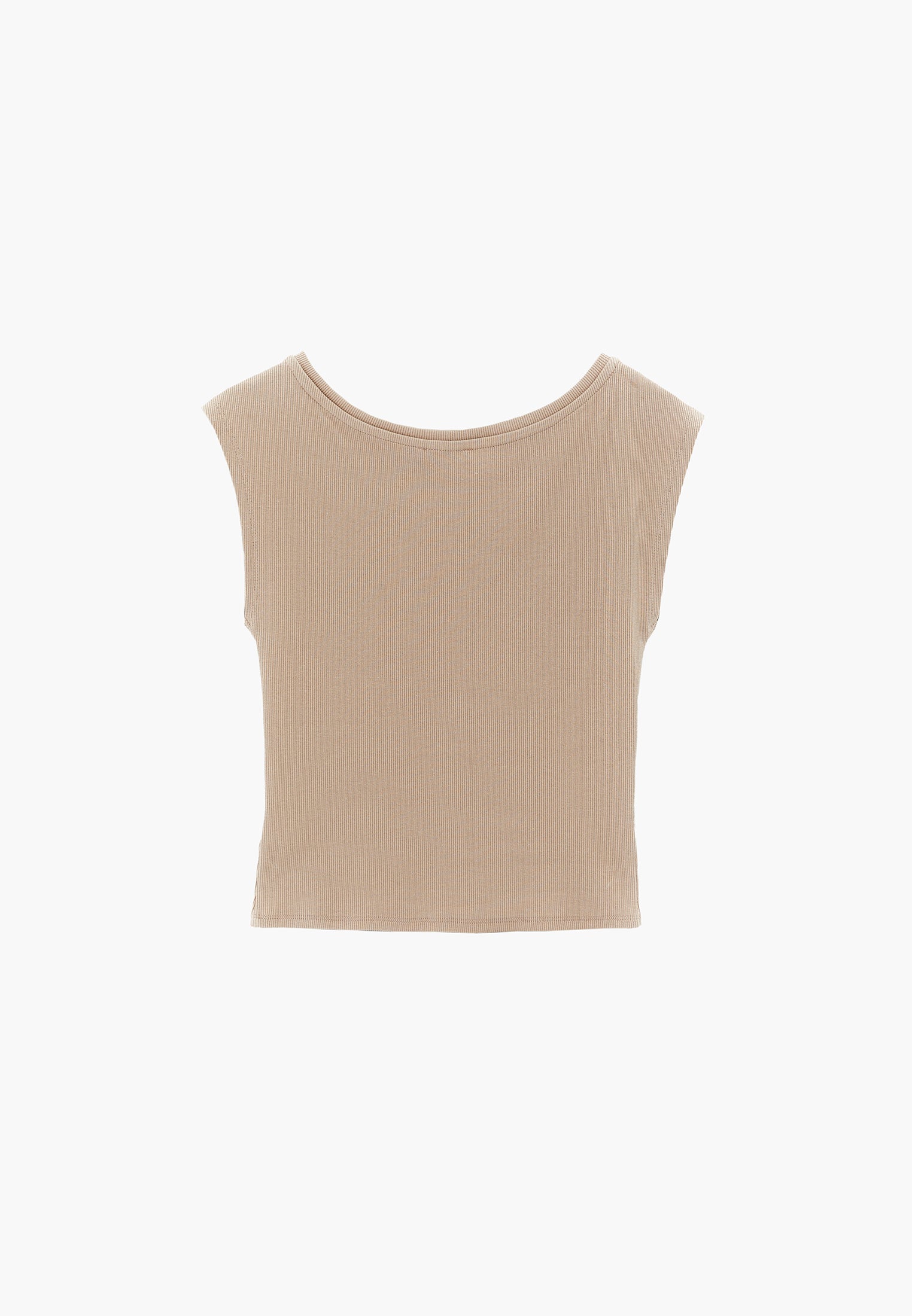 Boat Neck Sleeveless T-Shirt - PLAZA TAUPE