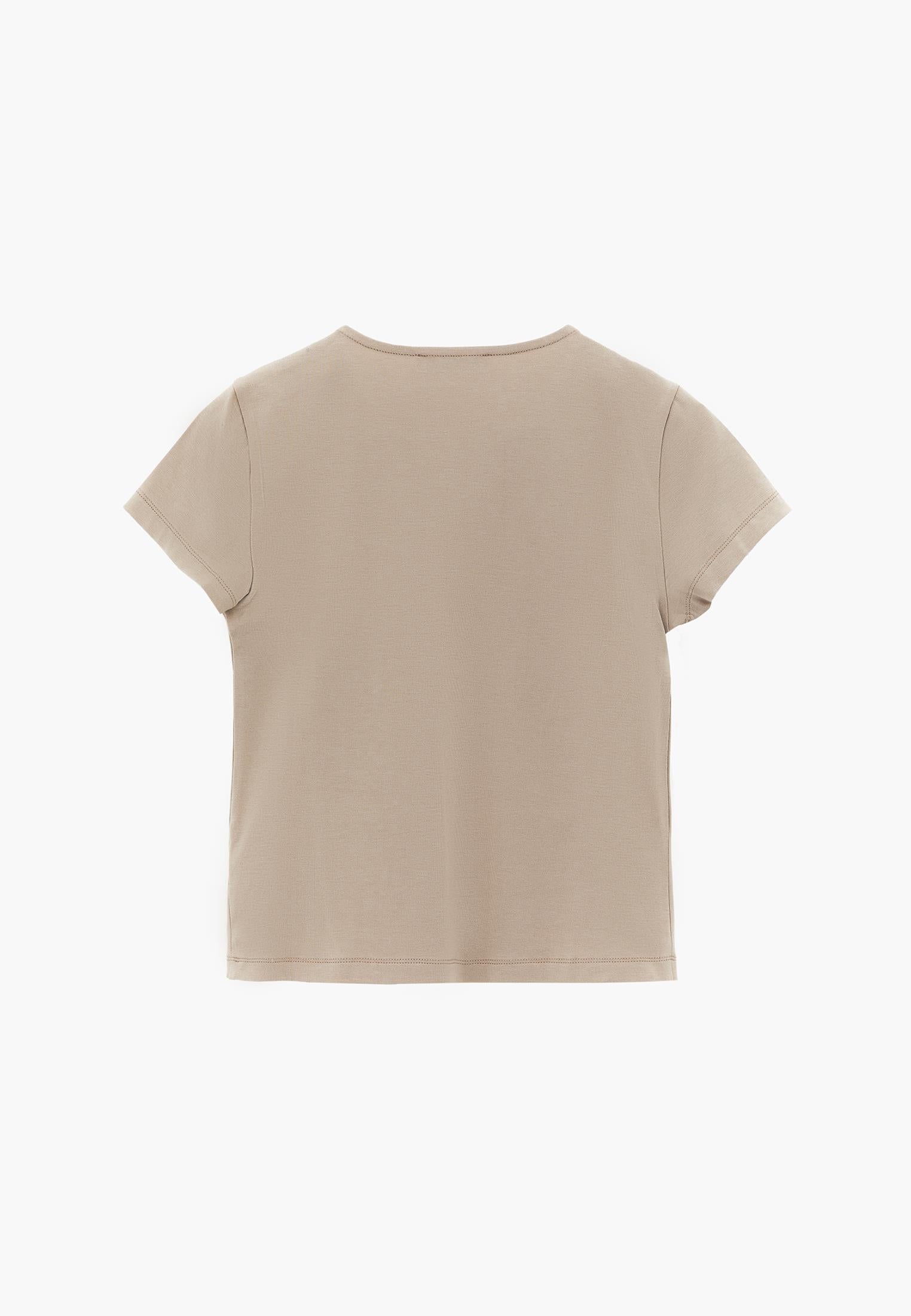 Bodycon T-Shirt Crew Neck - PLAZA TAUPE