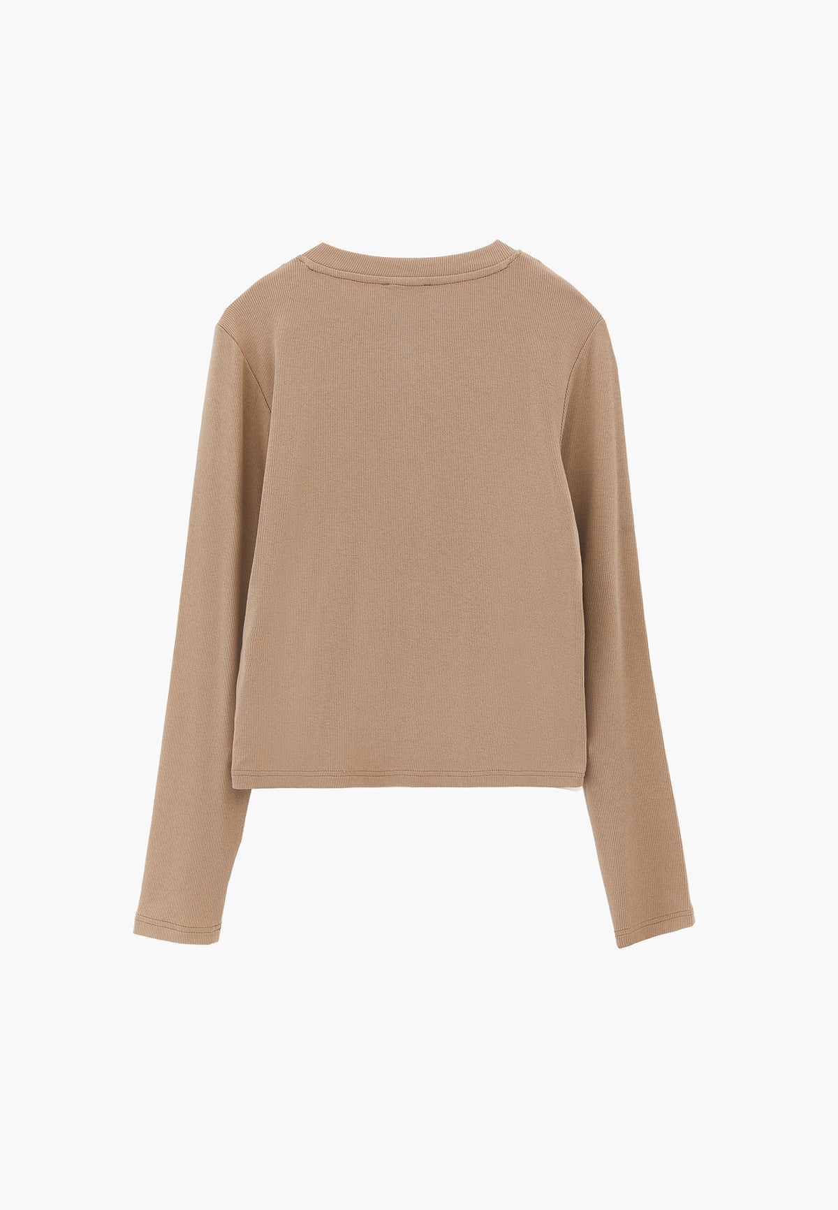 Buttoned Crew Neck Cardigan - PLAZA TAUPE