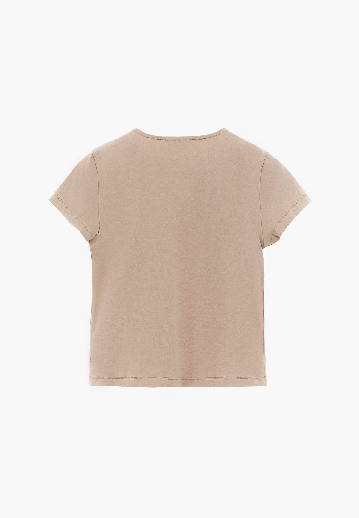 Bodycon T-Shirt Crew Neck - Beige