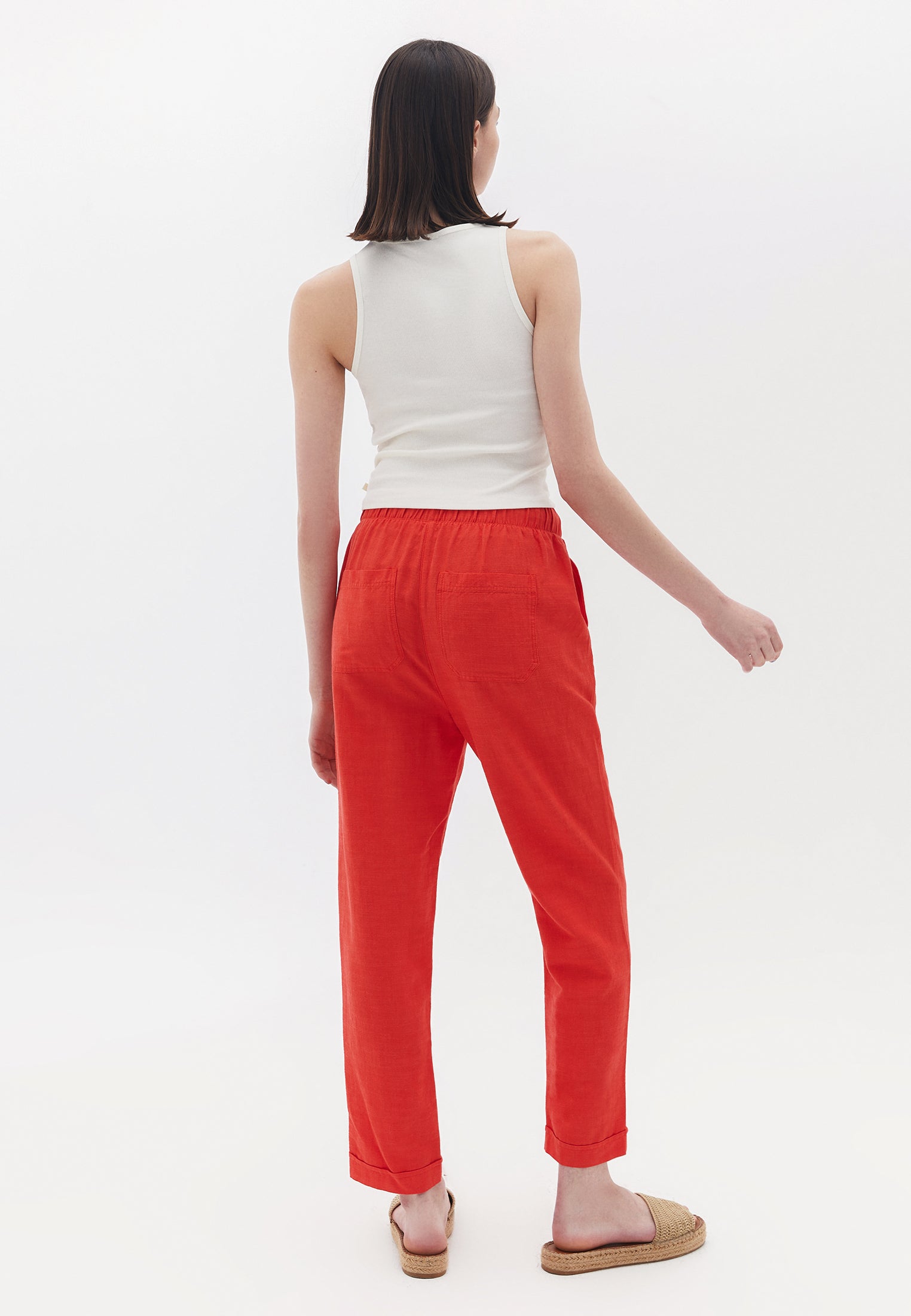 Carrot cut trousers - POINSETTIA