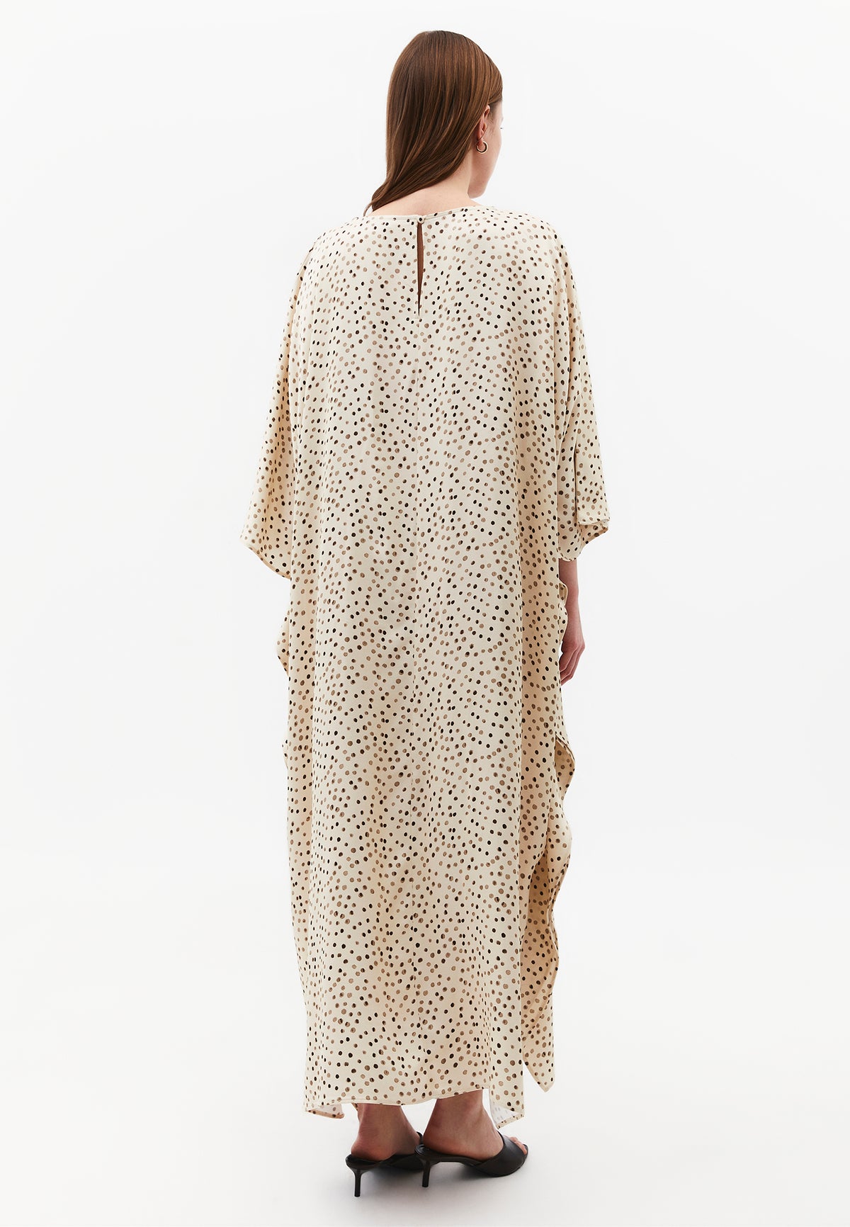 Long Boat Neck Loose Dress - POLKA DOT COMB