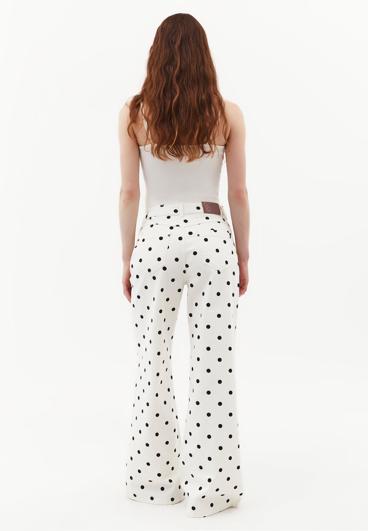 High Waist Printed Wide Leg Pants - POLKA DOT COMB