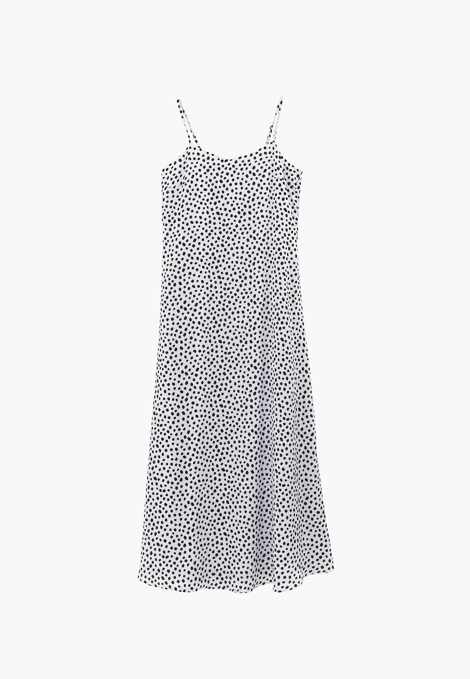 V-Neck Printed Long Modest Dress - POLKA DOT COMB