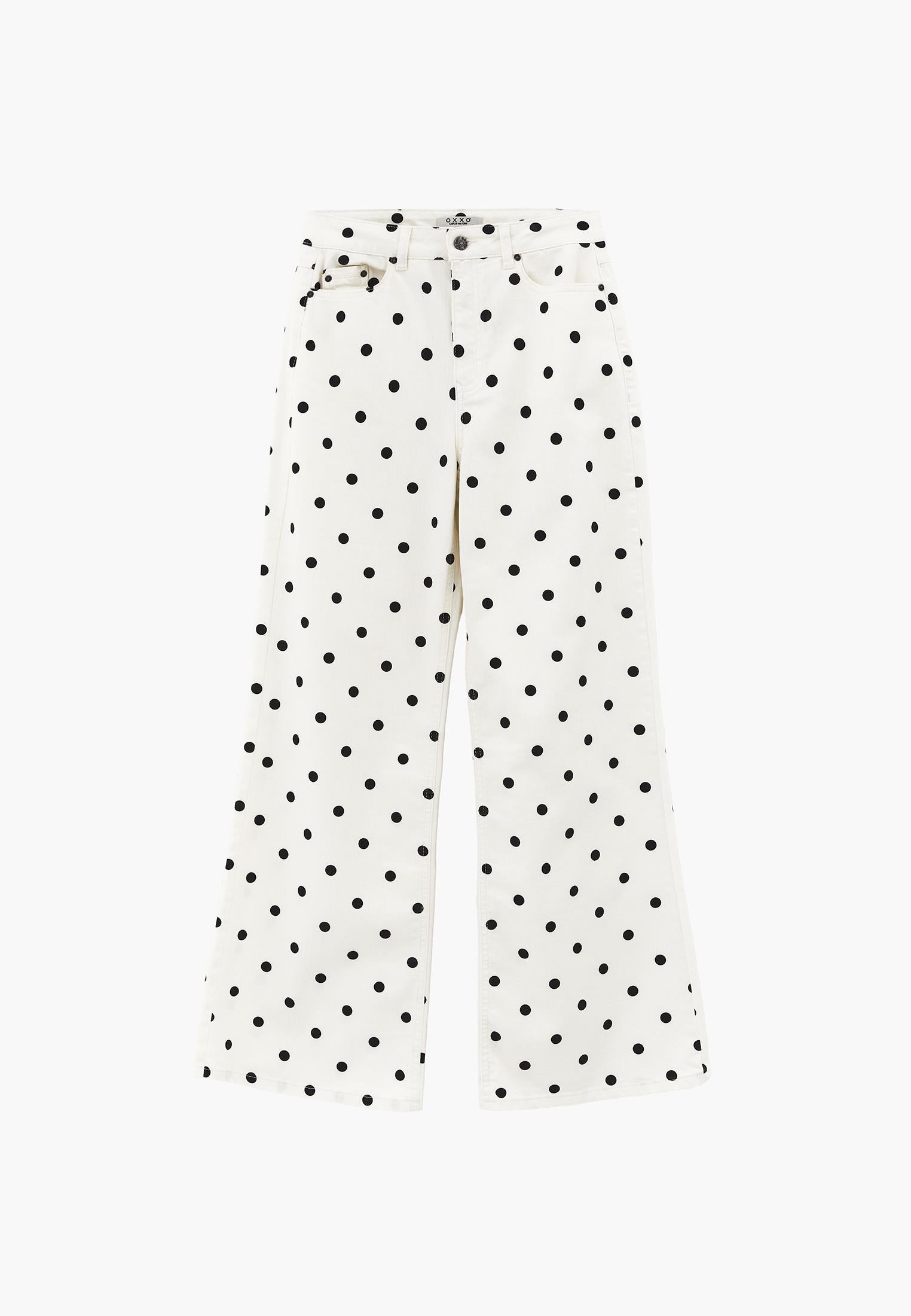High Waist Printed Wide Leg Pants - POLKA DOT COMB