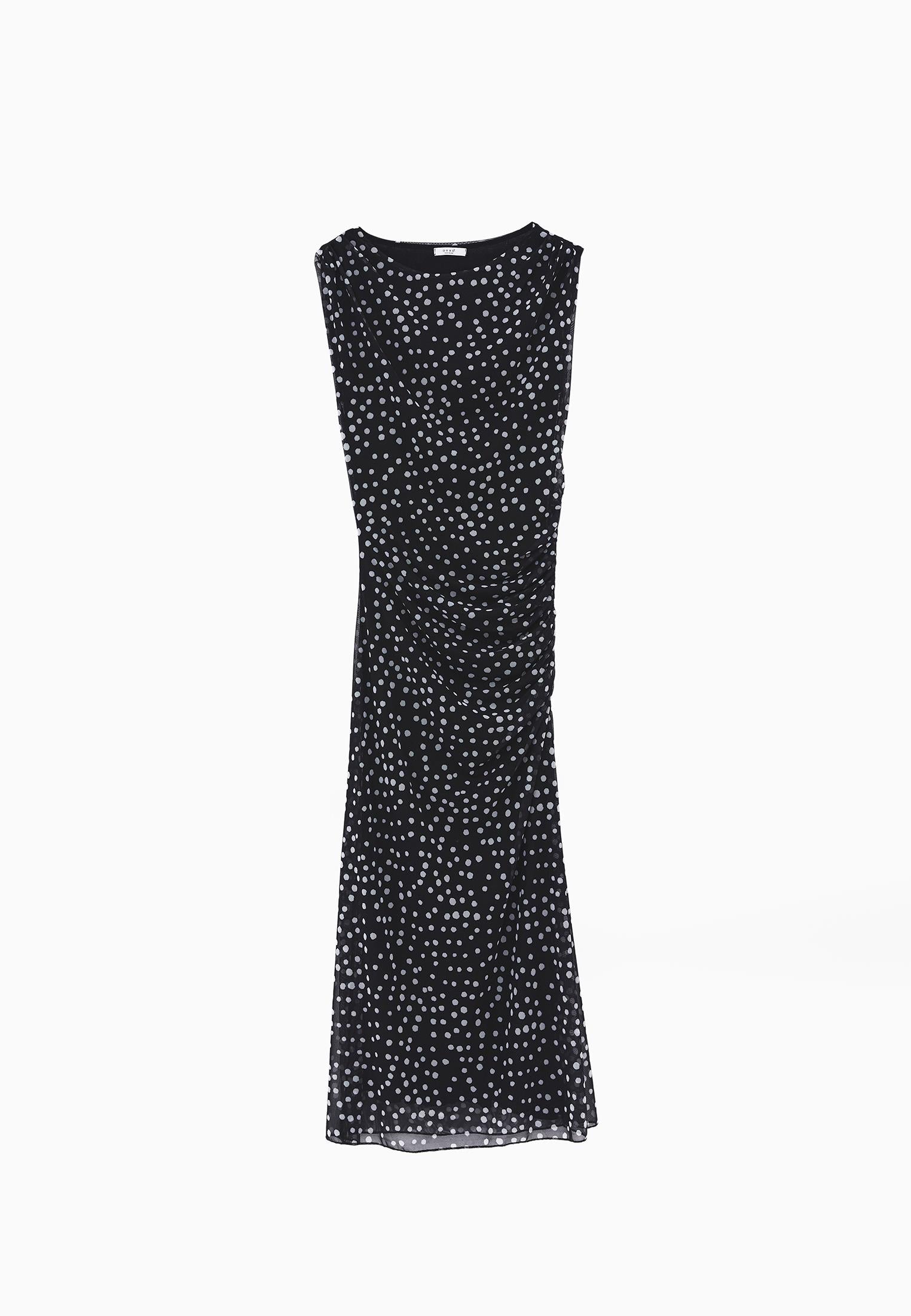 Bodycon Off Shoulder Ruched Long Dress - POLKA DOT