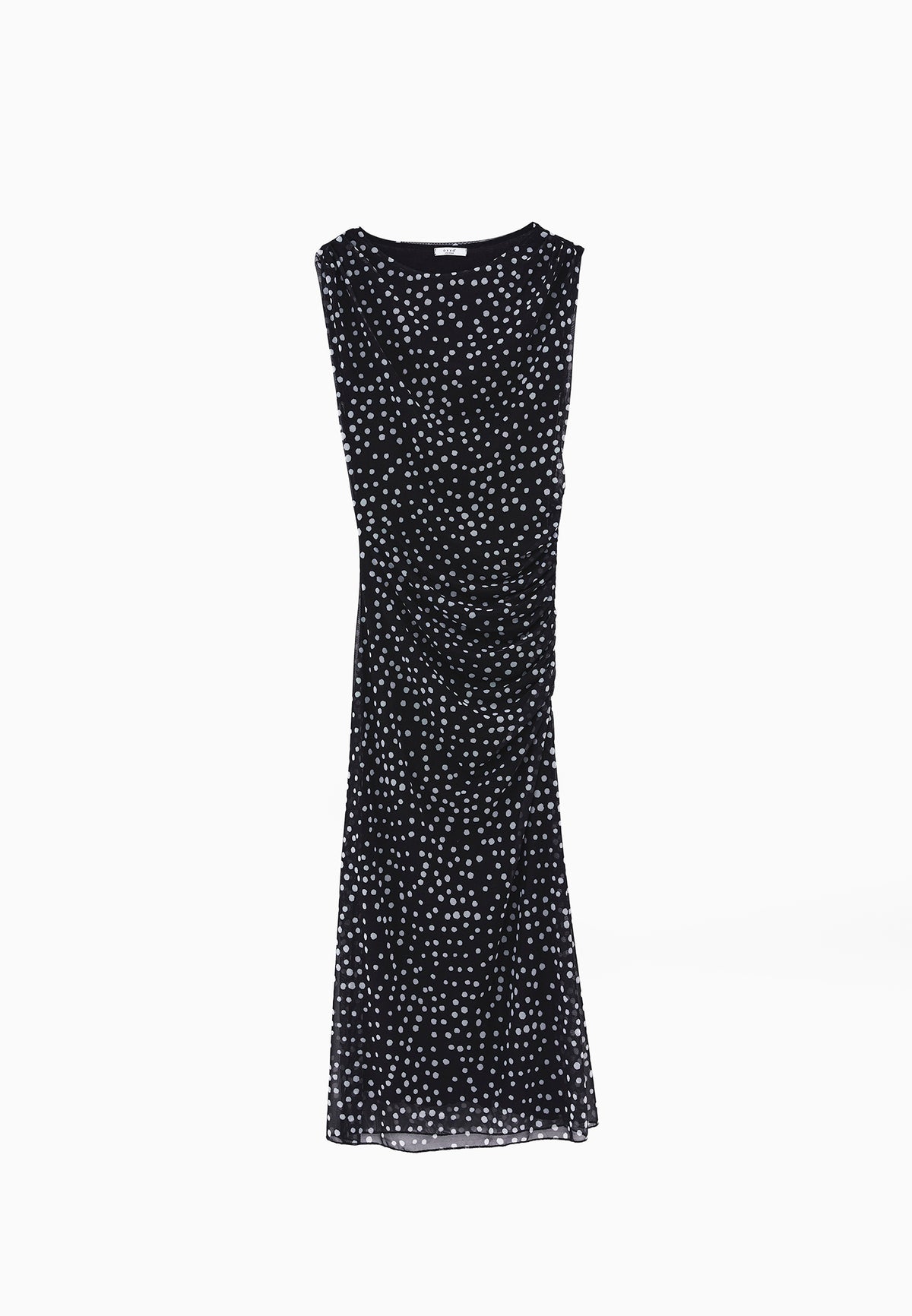Bodycon Off Shoulder Ruched Long Dress - POLKA DOT