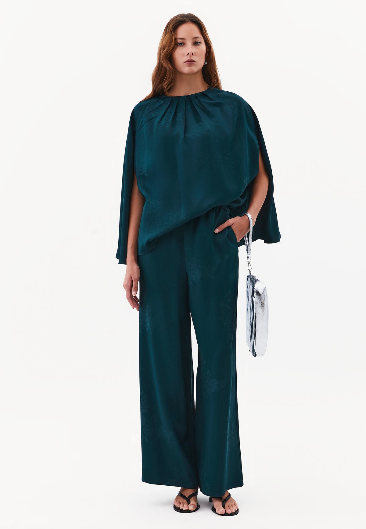Buttoned Batwing Sleeve Blouse - PONDEROSA PINE