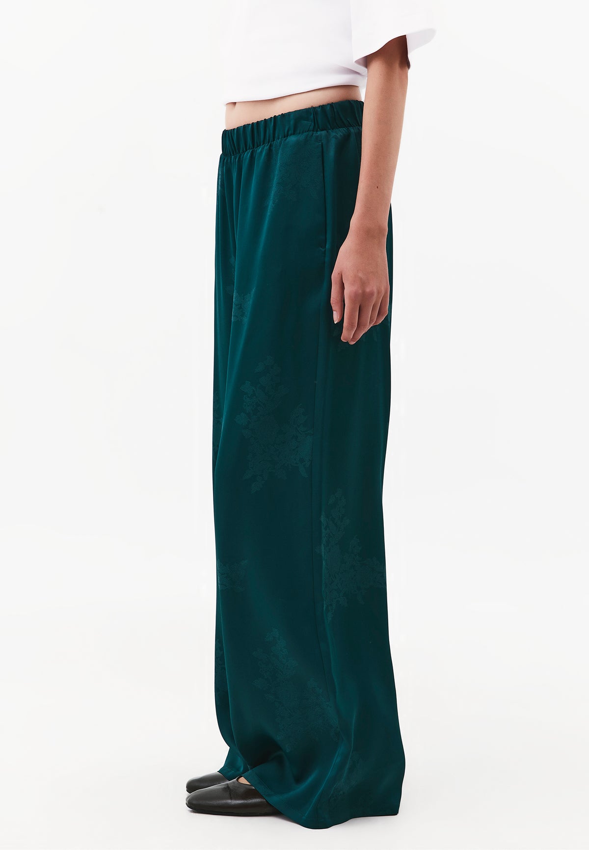 Long Wide Leg Elastic Waist Pants - PONDEROSA PINE