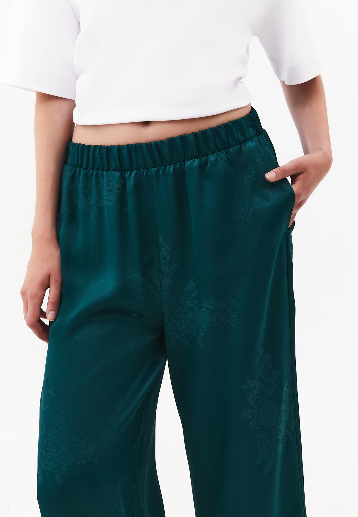 Long Wide Leg Elastic Waist Pants - PONDEROSA PINE
