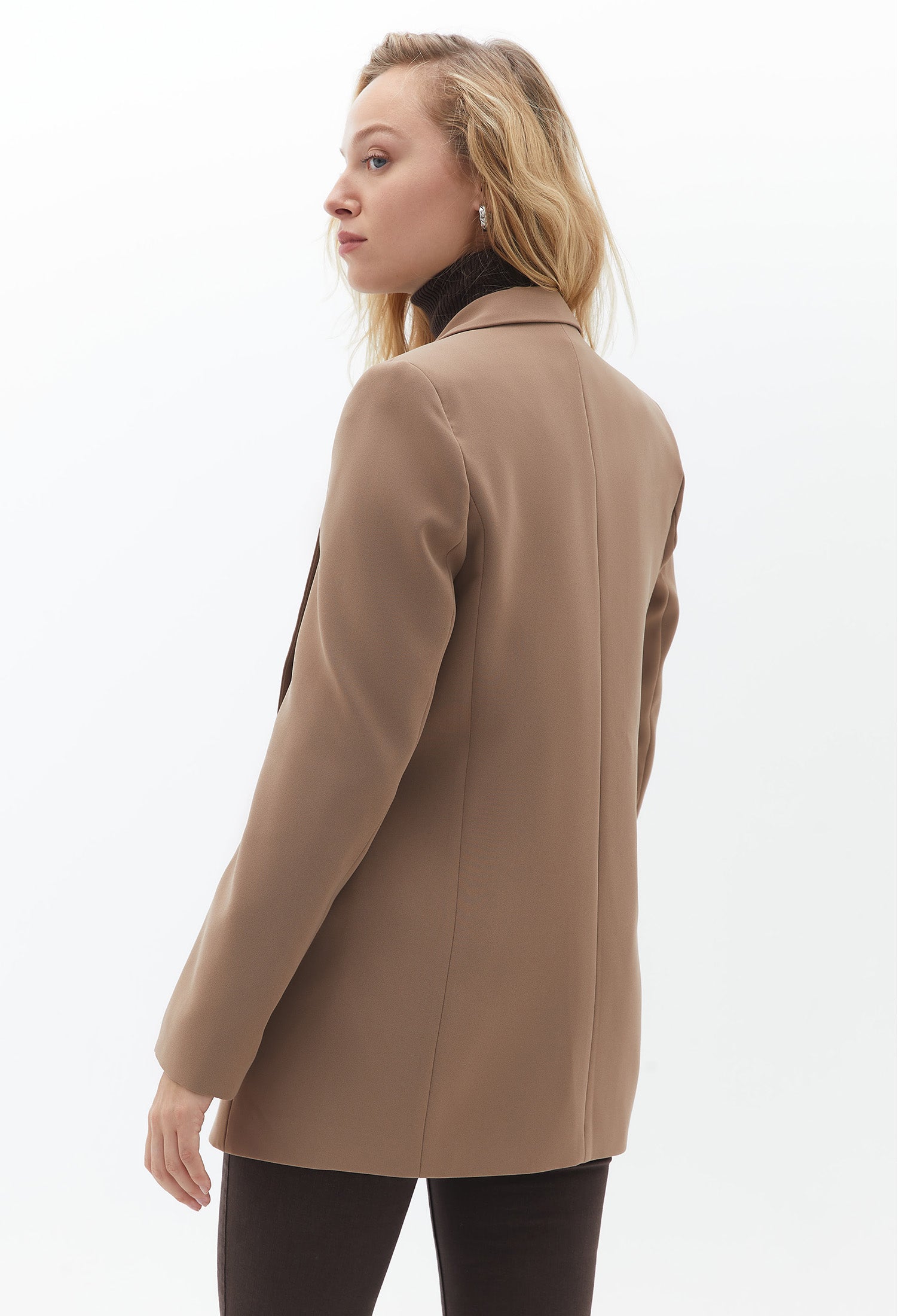 LONG SLEEVE DRAPED JACKET - PORTABELLA