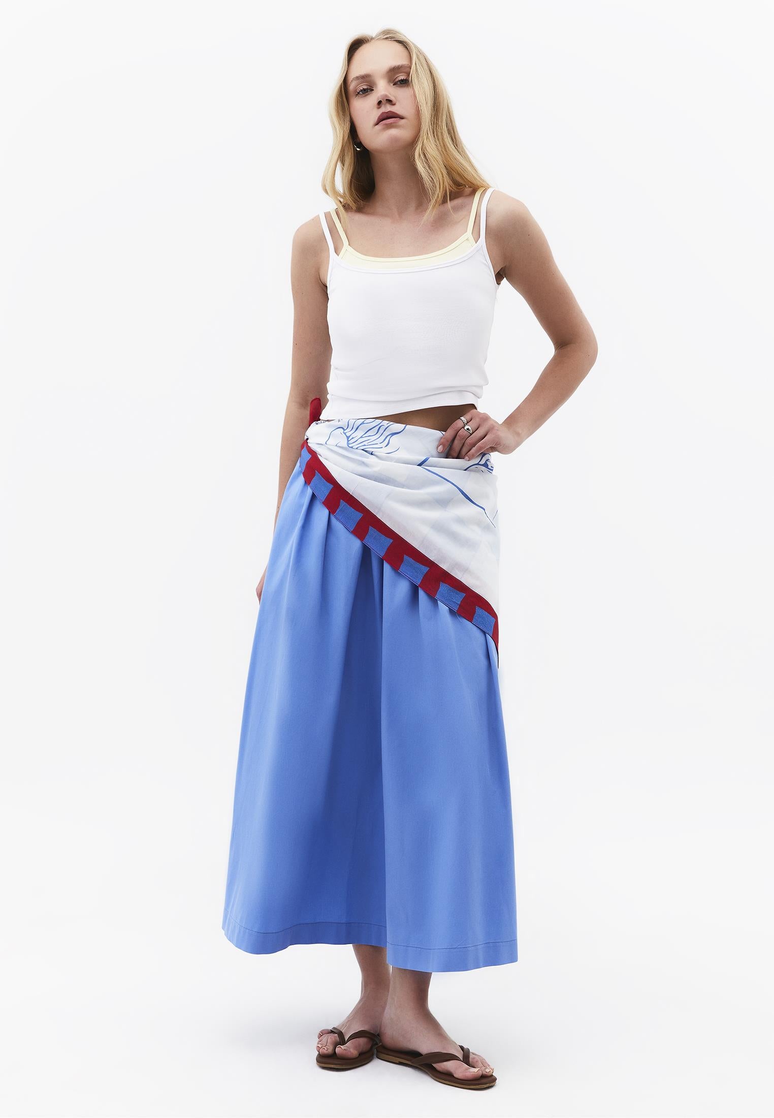 High Waisted Flared Long Skirt - PROVENCE