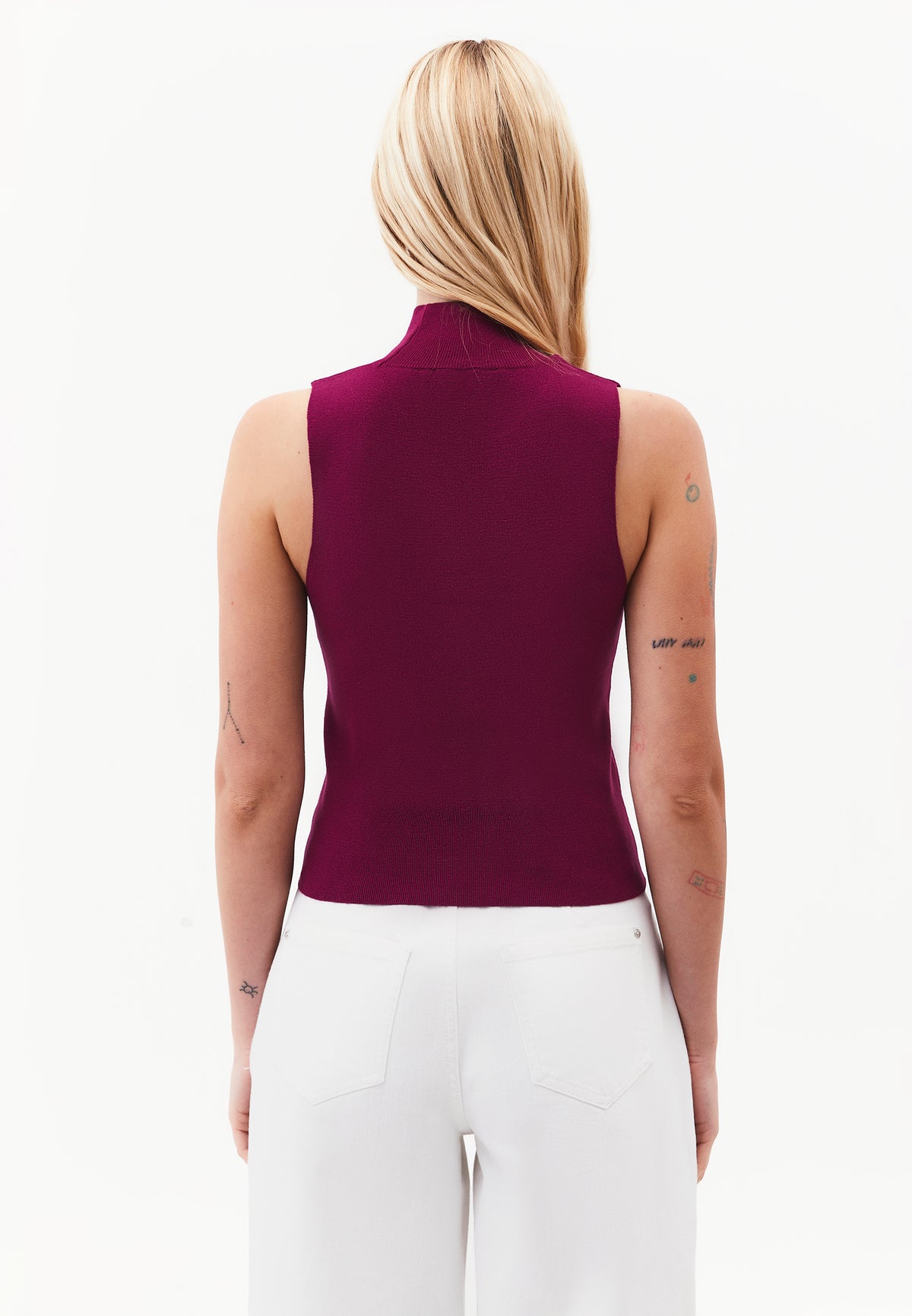 High Neck Slim Tank Top - PURPLE POTION