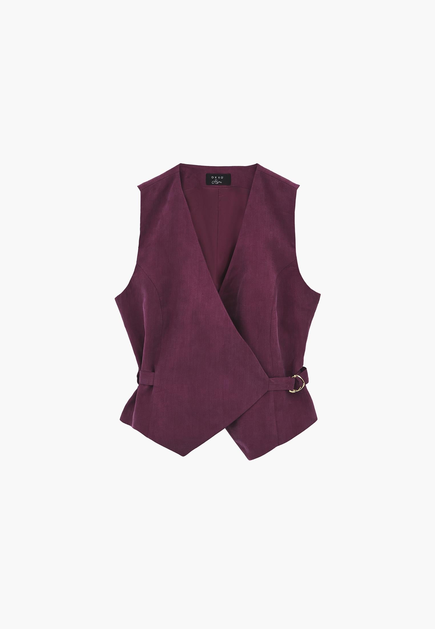 Belted Wrap Vest - PURPLE POTION